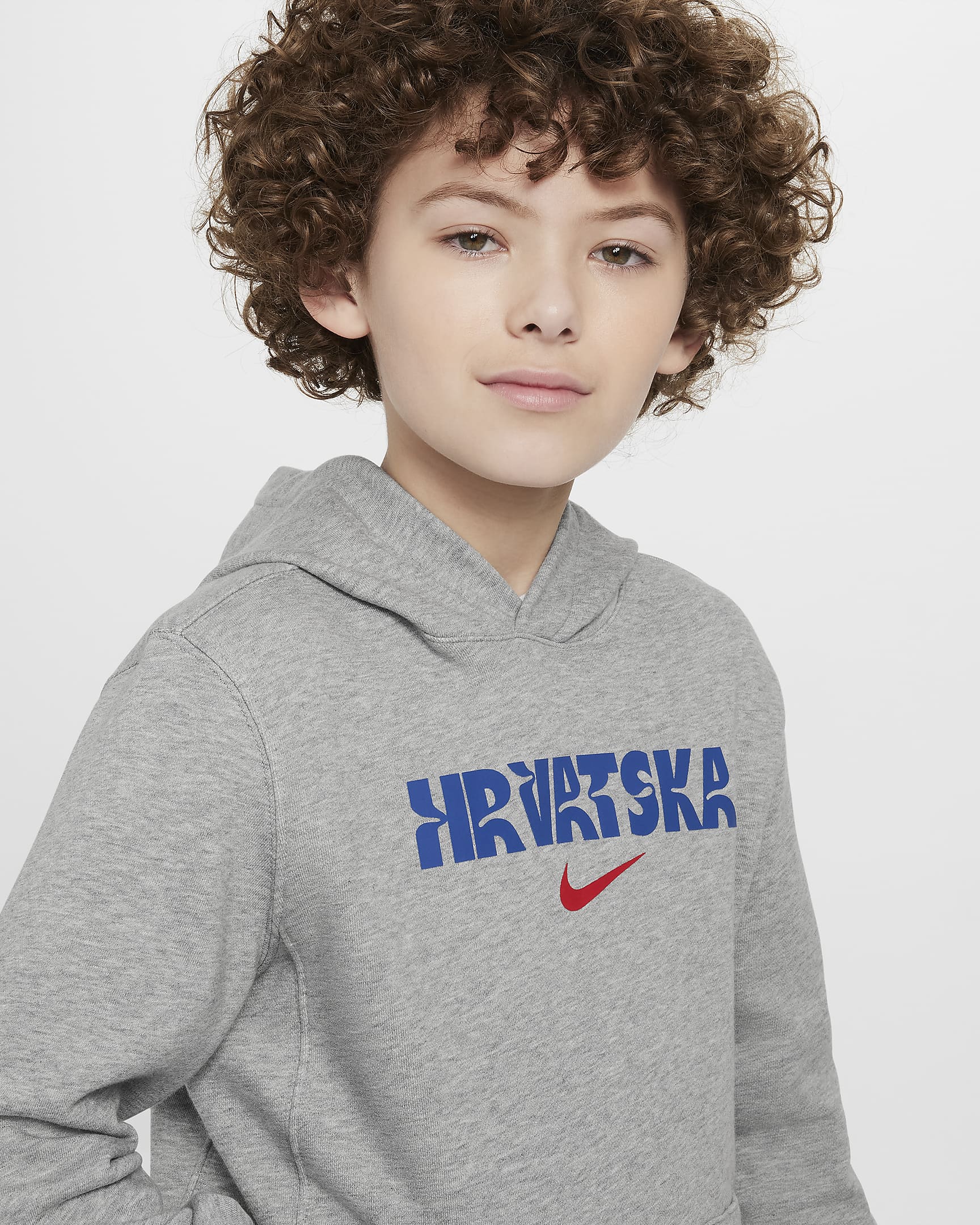 Felpa pullover da calcio con cappuccio Nike Croazia Club Fleece – Ragazzo/a - Dark Grey Heather/University Red