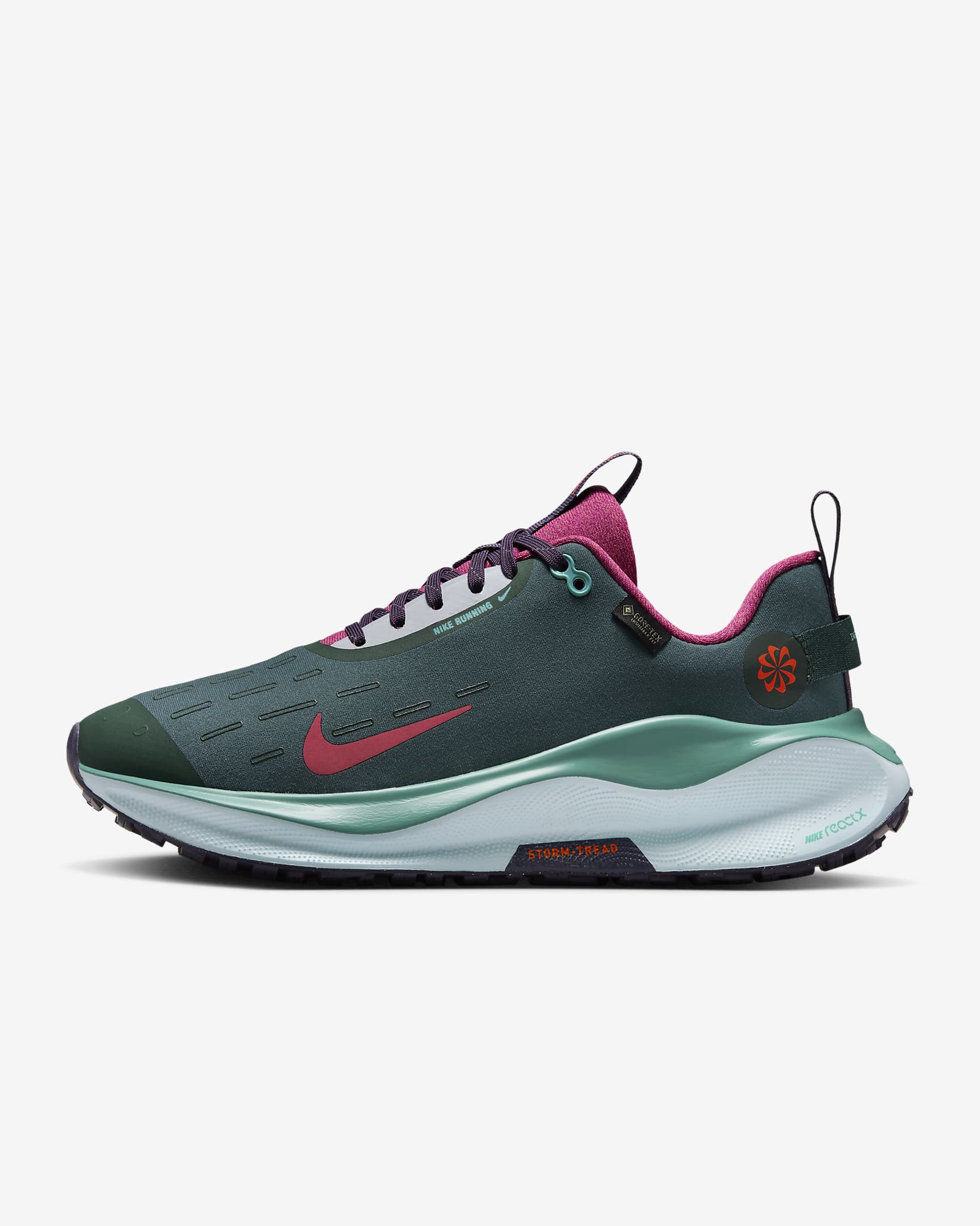 Damskie wodoszczelne buty do biegania po asfalcie Nike InfinityRN 4 GORE-TEX - Vintage Green/Dark Raisin/Green Frost/Bright Crimson