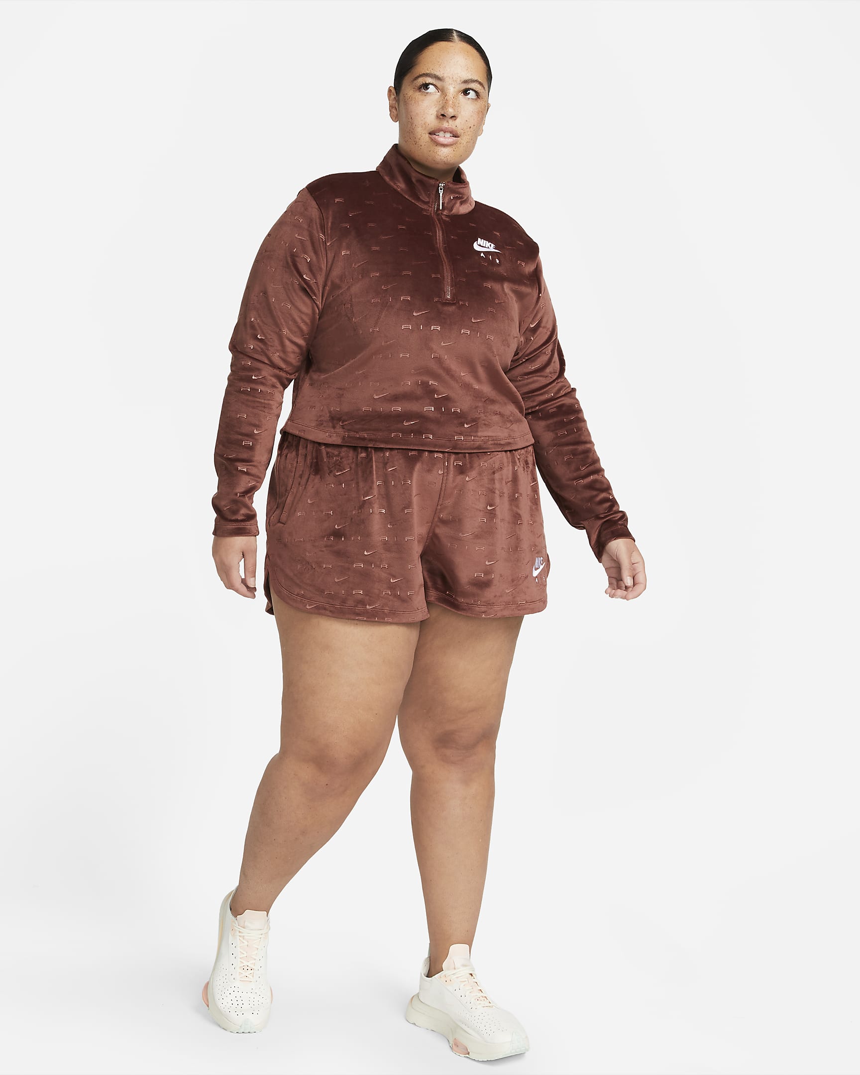 Nike Air Women's Velour 1/4Zip LongSleeve Top (Plus Size).