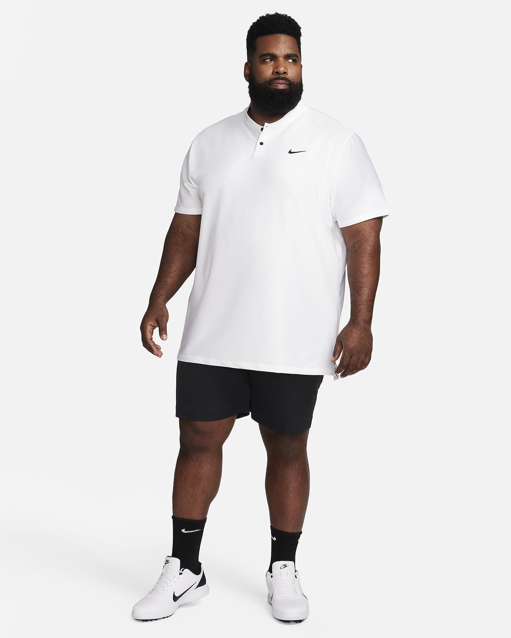 Pánská golfová polokošile Nike Tour Dri-FIT - Bílá/Černá