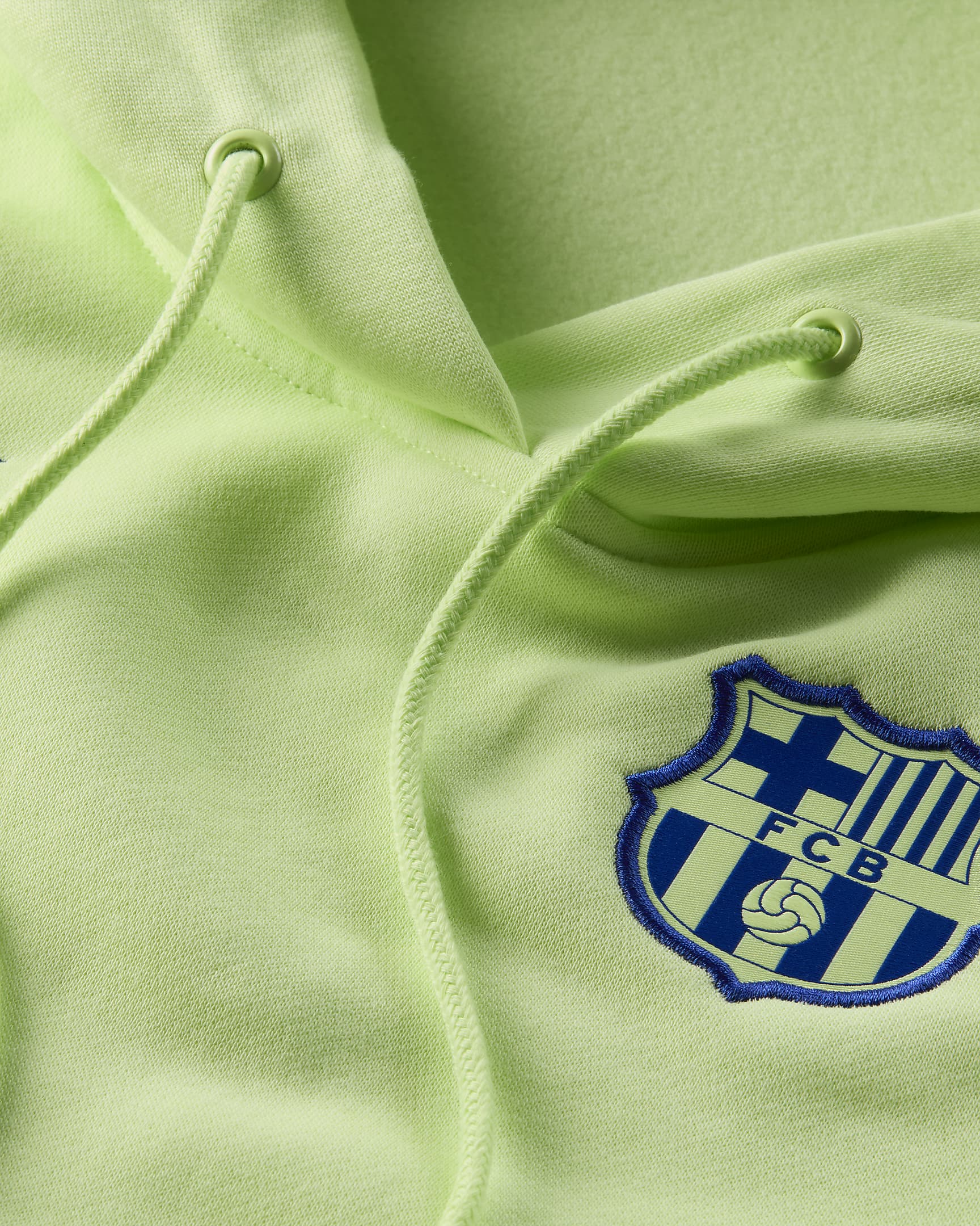 FC Barcelona Phoenix Fleece Third Nike Football-pullover-hættetrøje til kvinder - Light Liquid Lime/Old Royal