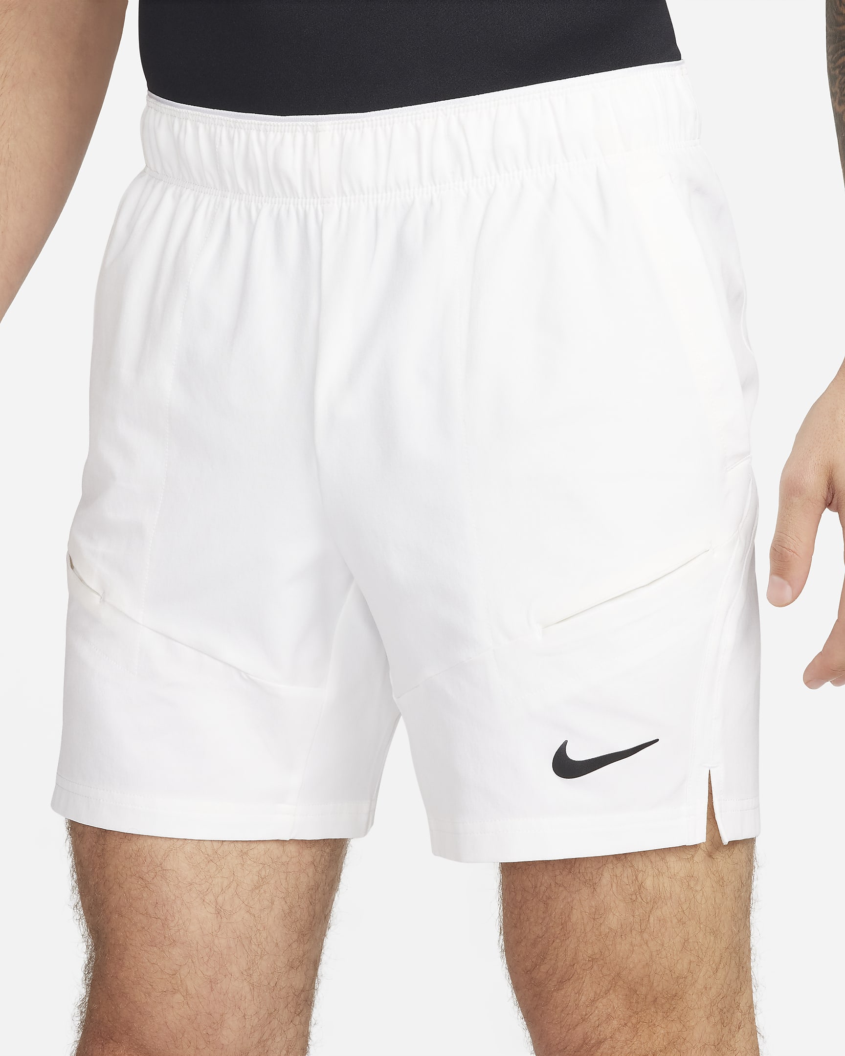 NikeCourt Advantage Dri-FIT tennisshorts voor heren (18 cm) - Wit/Wit/Zwart