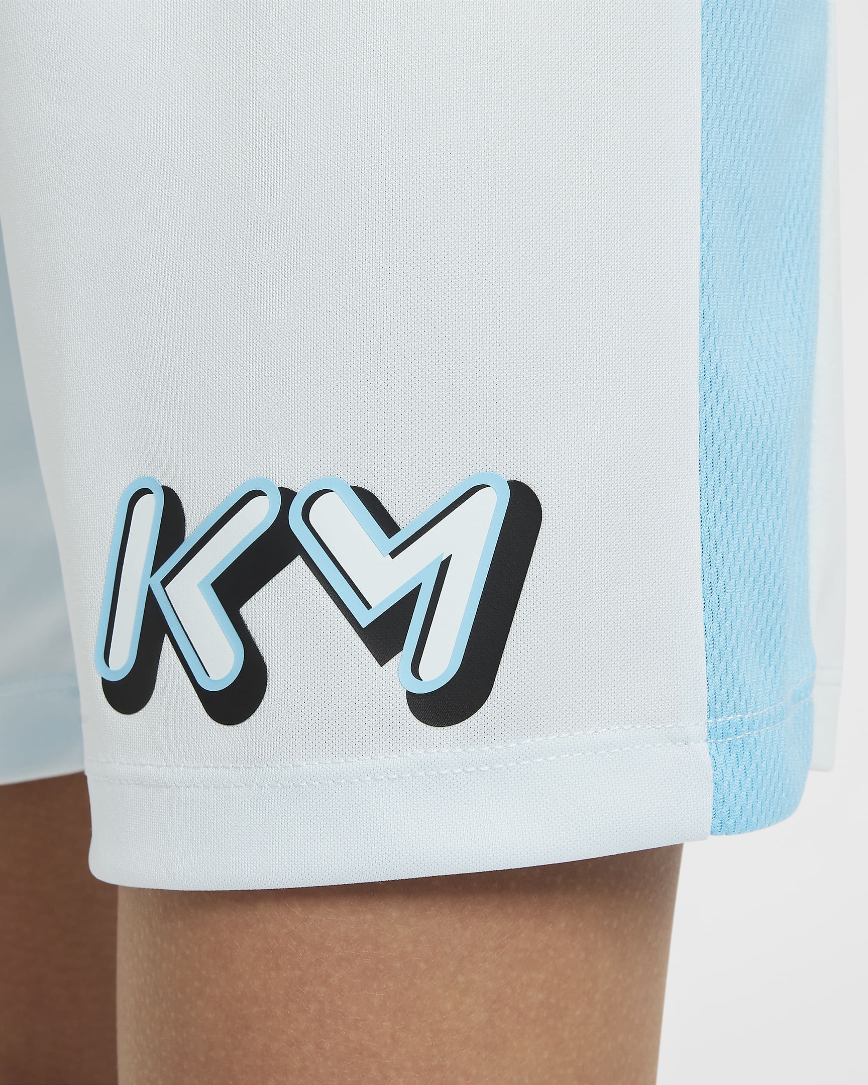 Fotbalové kraťasy Dri-FIT Kylian Mbappé Academy23 pro větší děti - Glacier Blue/Baltic Blue