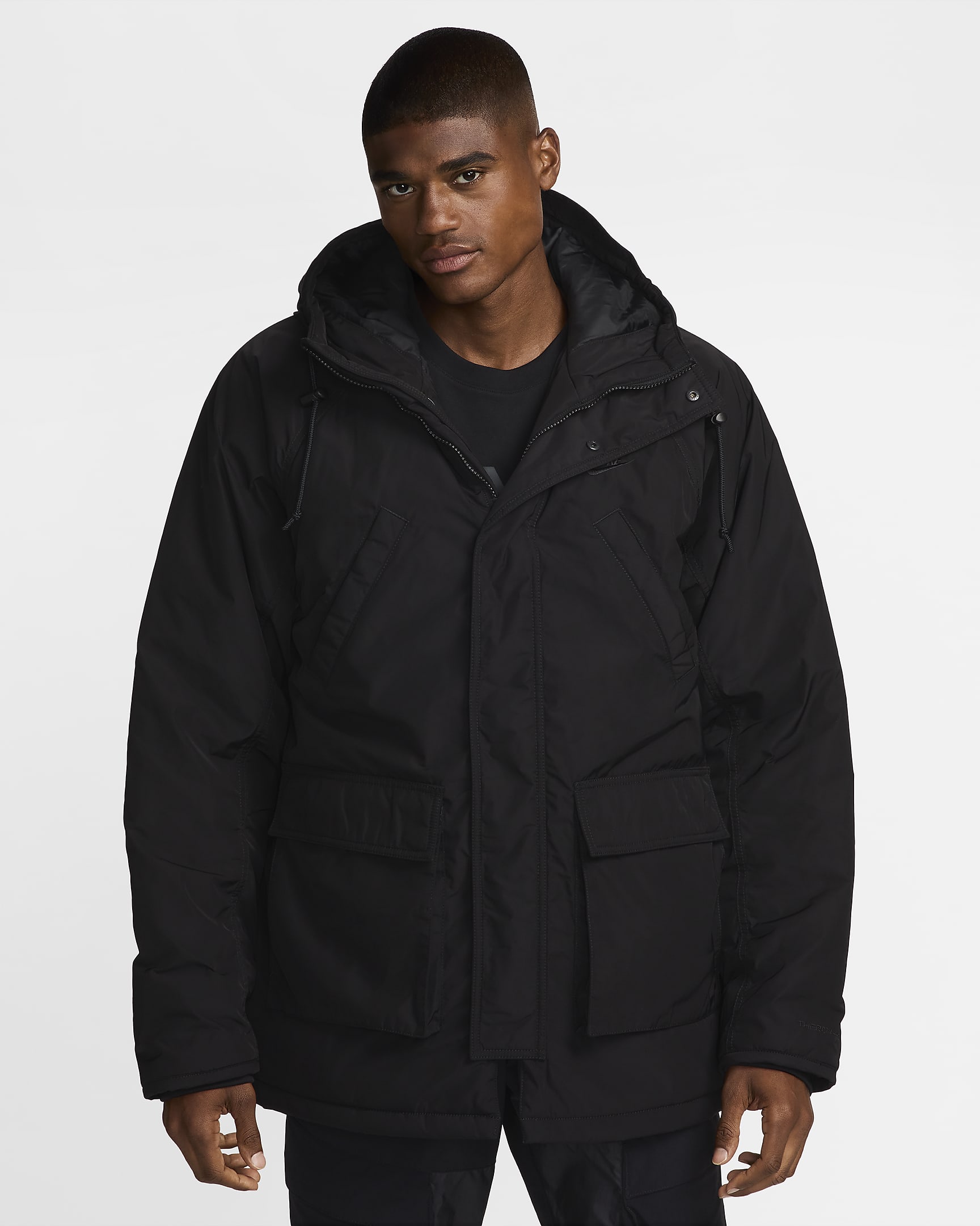 Nike Sportswear Club Fleece Men's Therma-FIT Parka - Black/Black/Black/White