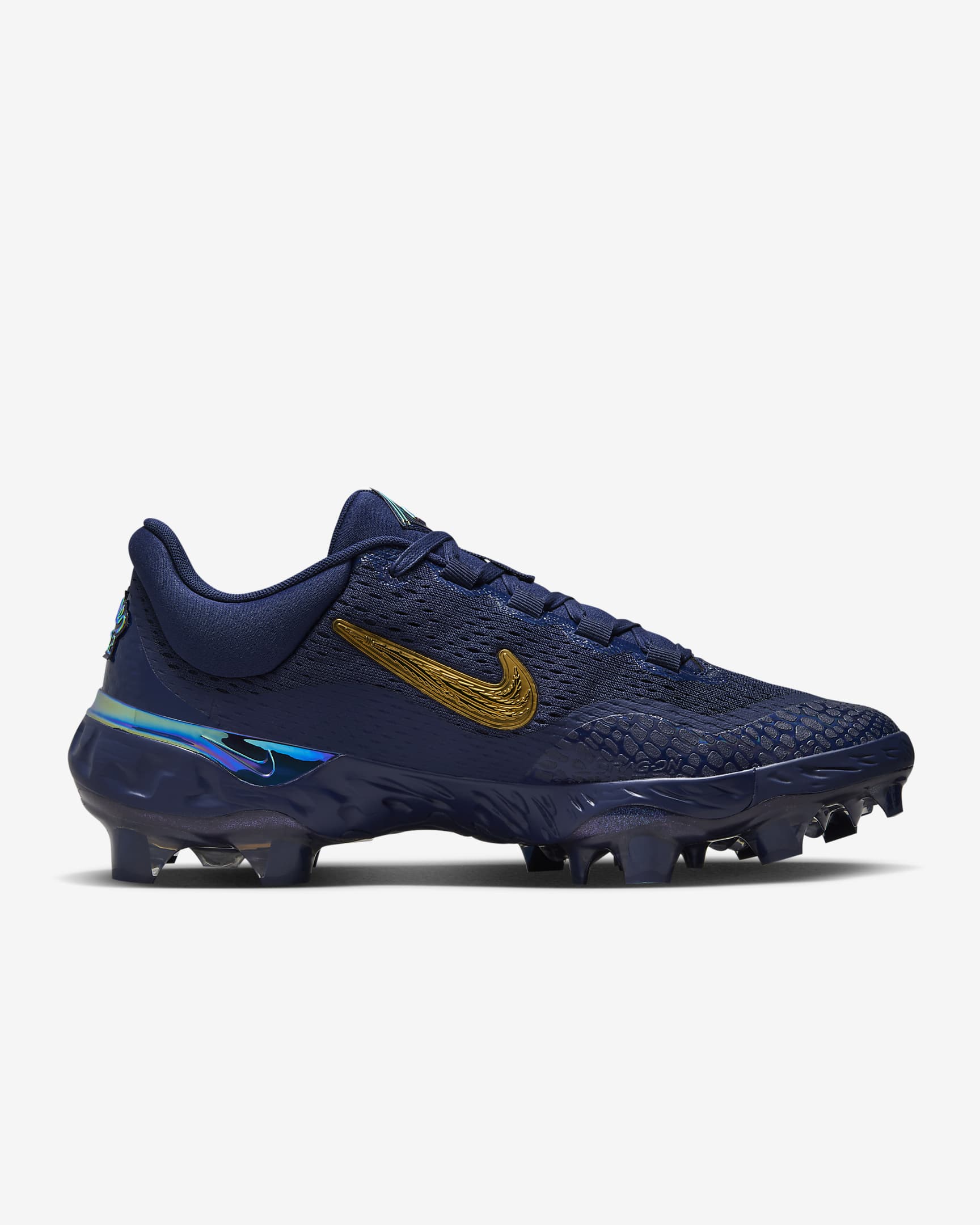 Nike Alpha Huarache Elite 4 Low MCS JRD Baseball Cleats - Midnight Navy/Midnight Navy/Metallic Gold