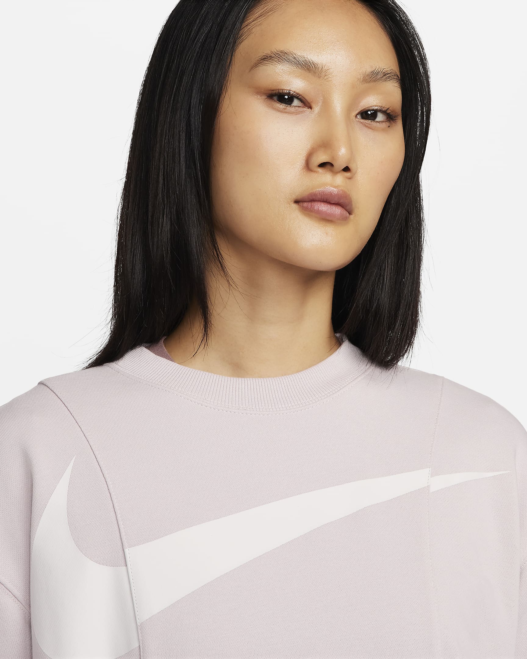 Nike Air Women's Over-Oversized Crew-Neck French Terry Sweatshirt - Platinum Violet/Phantom