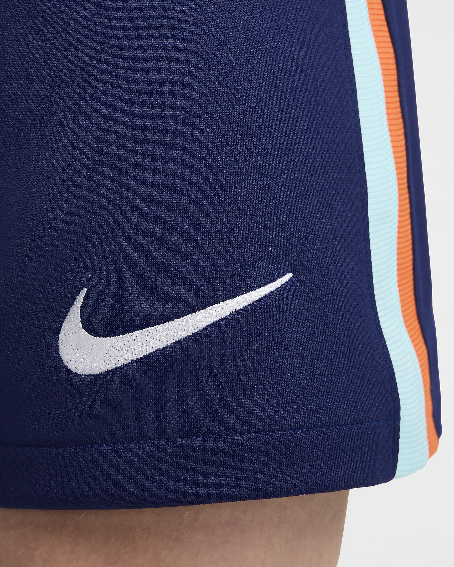 Netherlands 2024 Stadium Away Men's Nike Dri-FIT Football Replica Shorts - Blue Void/Safety Orange/Copa/White