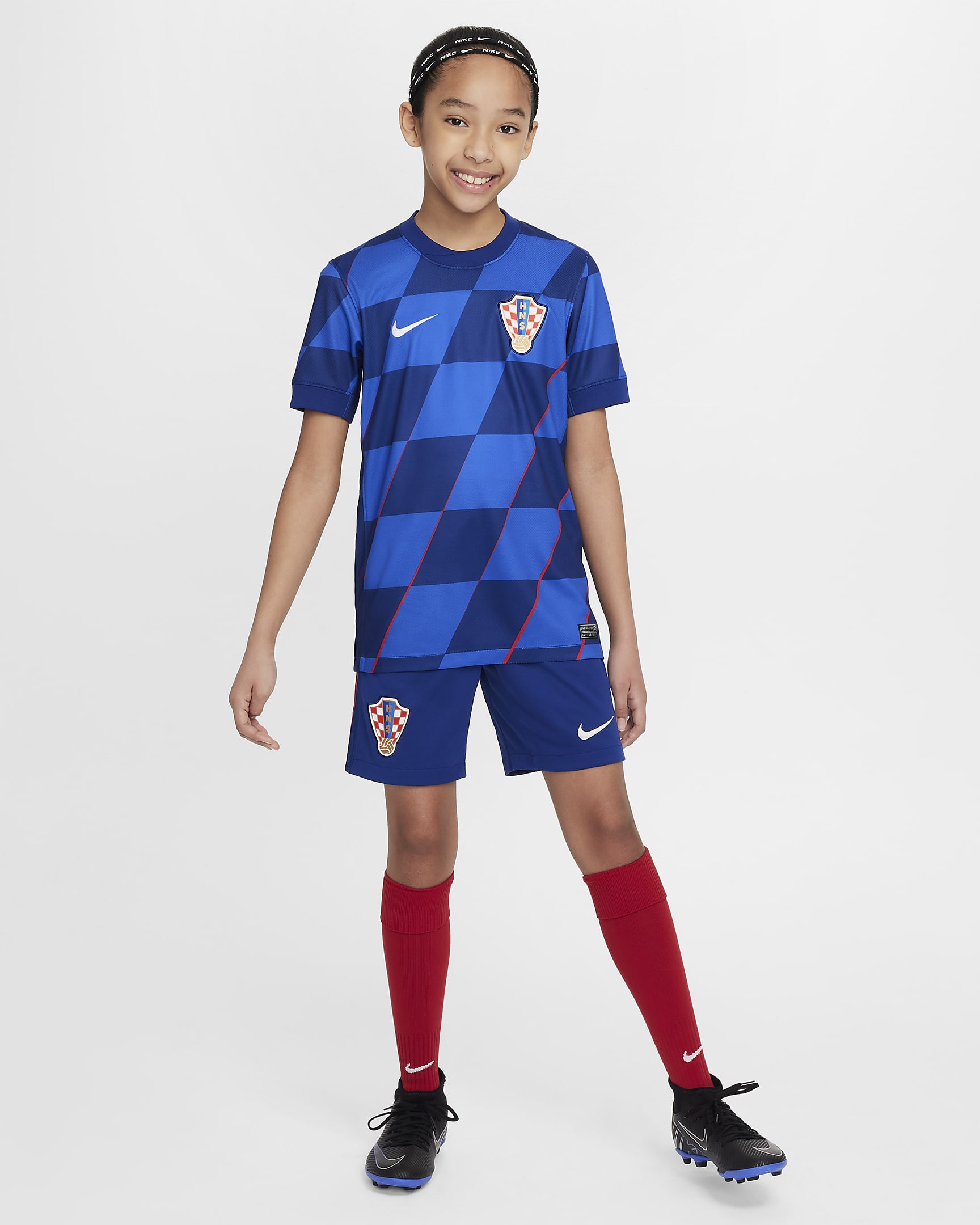 Maillot de foot replica Nike Dri-FIT Croatie 2024/25 Stadium Extérieur pour ado - Hyper Royal/Deep Royal Blue/University Red/Blanc