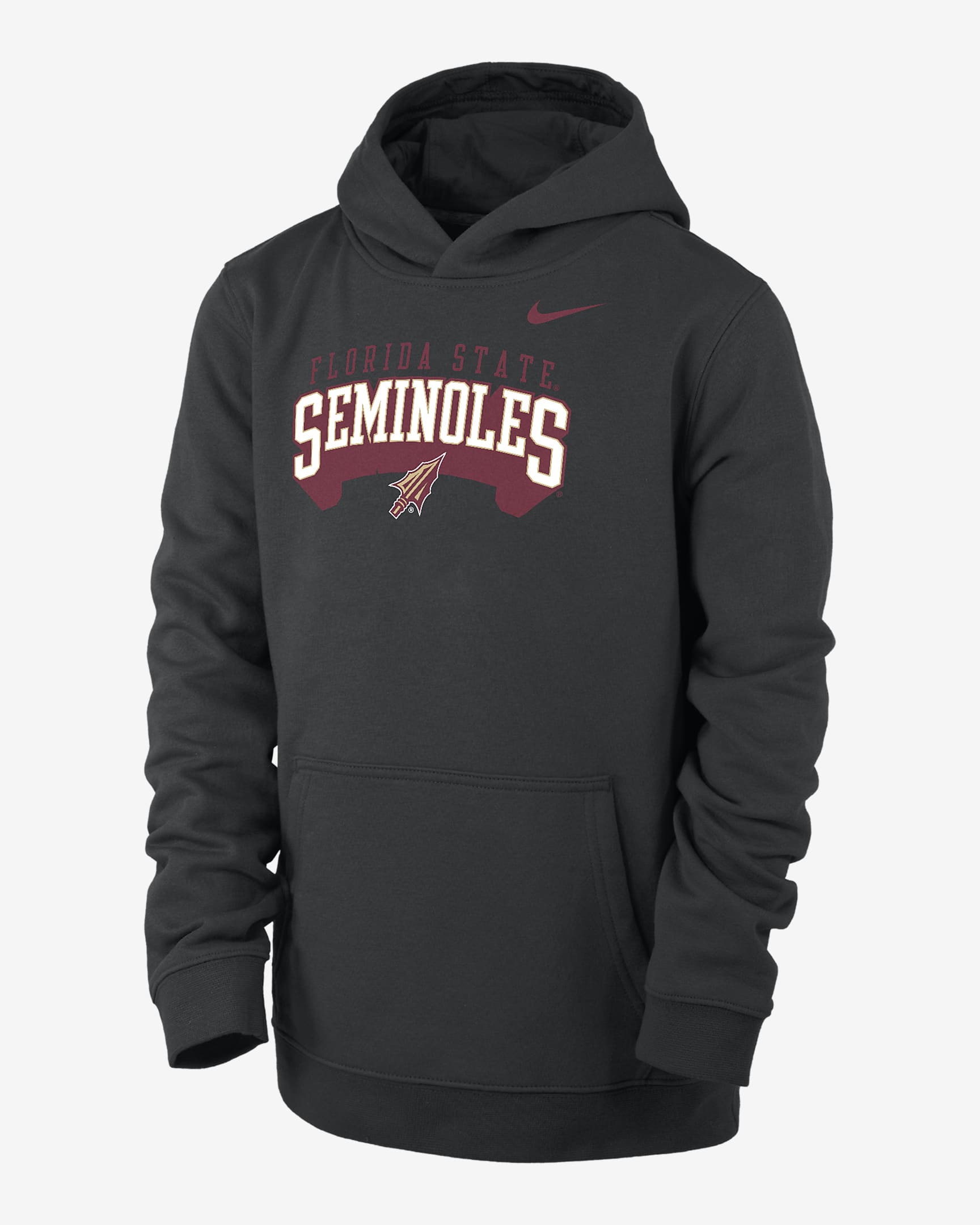 Florida State Club Fleece Big Kids' (Boys') Nike College Pullover Hoodie - Black