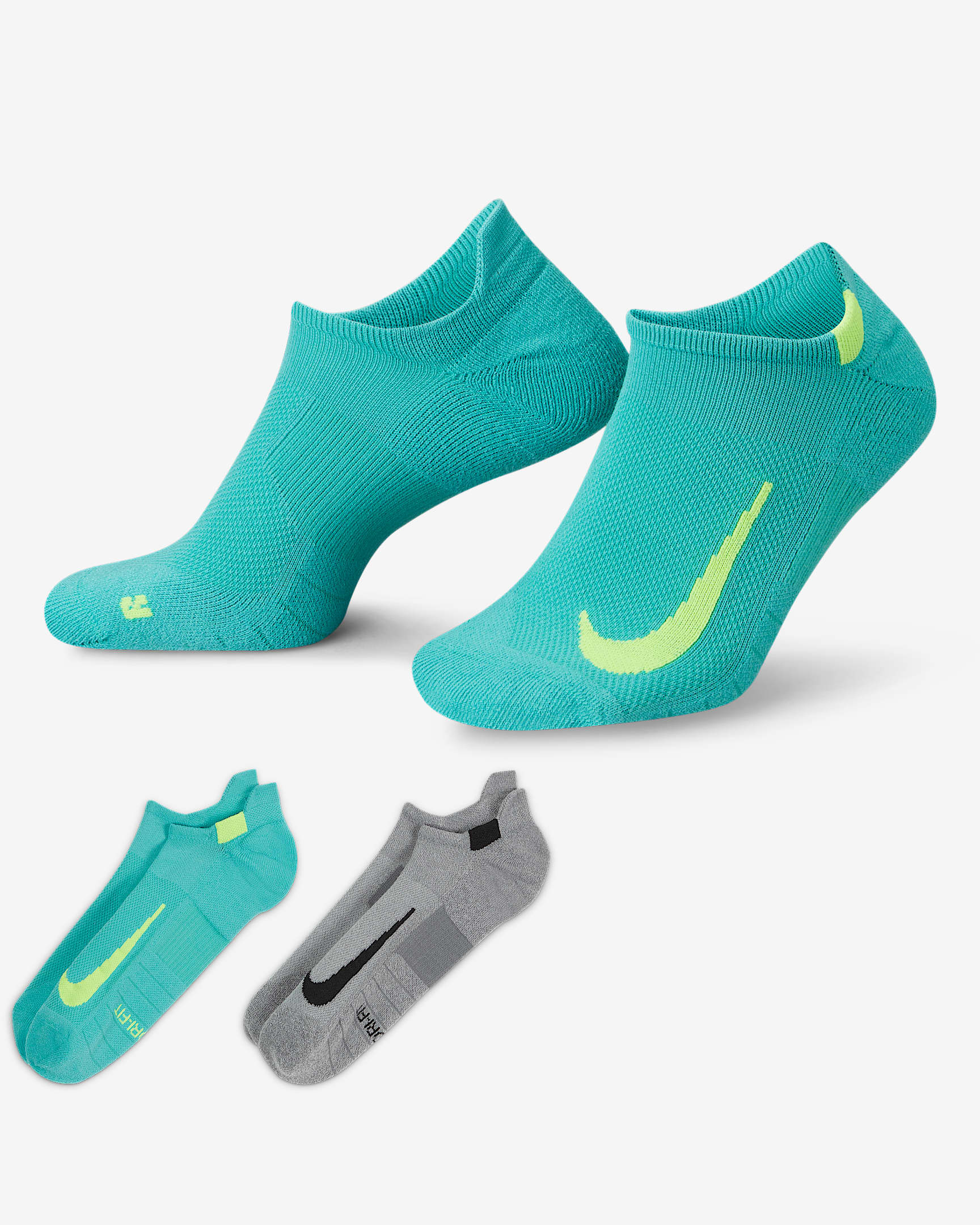 Calcetines invisibles de correr (2 pares) Nike Multiplier - Multicolor