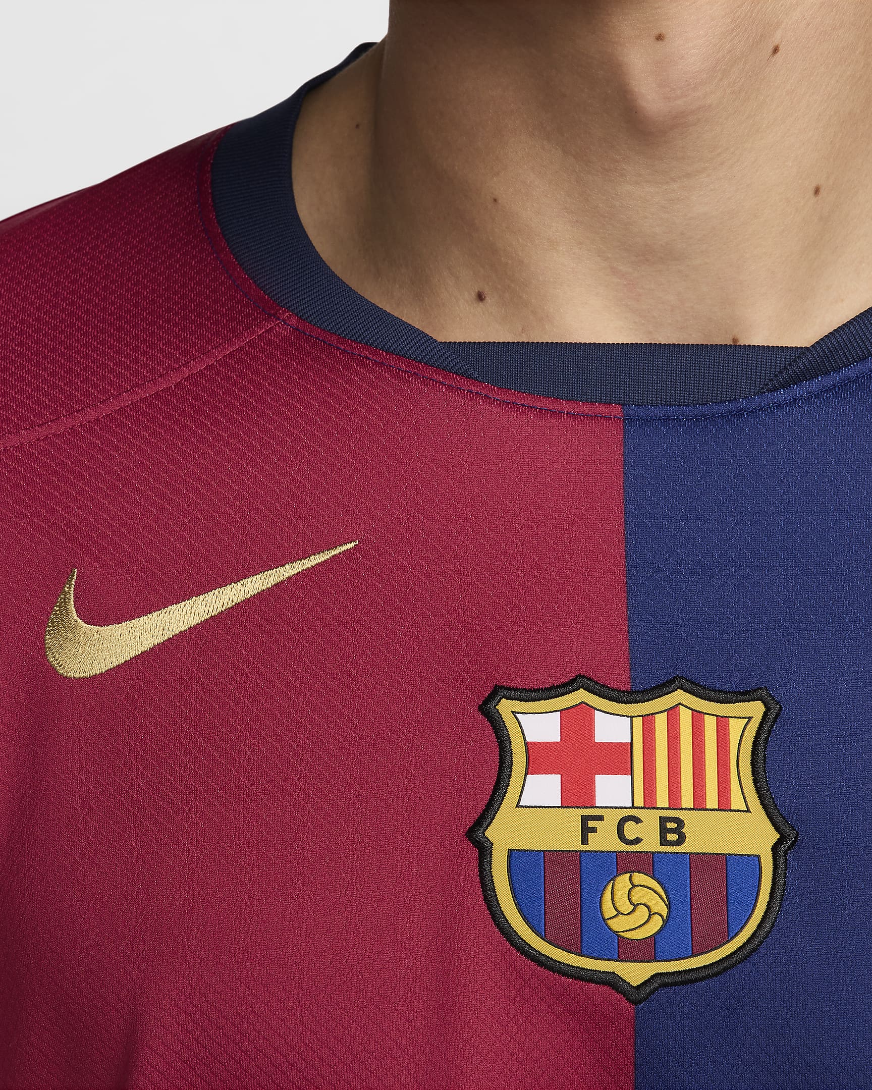 FC Barcelona 2024/25 Stadium Home Men's Nike Dri-FIT Soccer Replica Long-Sleeve Jersey - Deep Royal Blue/Noble Red/Midnight Navy/Club Gold