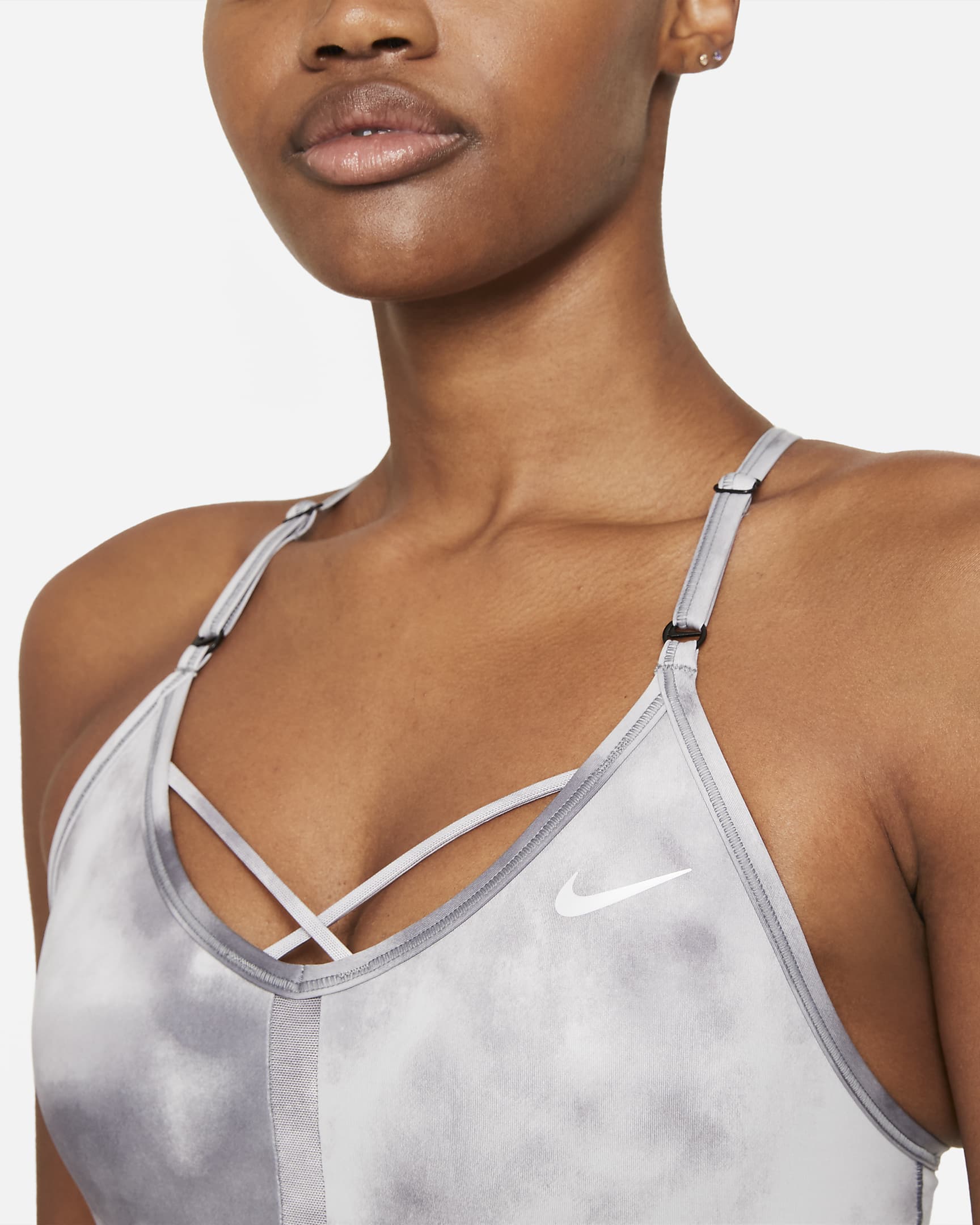 Nike Indy Icon Clash Women's Light-Support Padded Strappy Sports Bra - Smoke Grey/Black/White