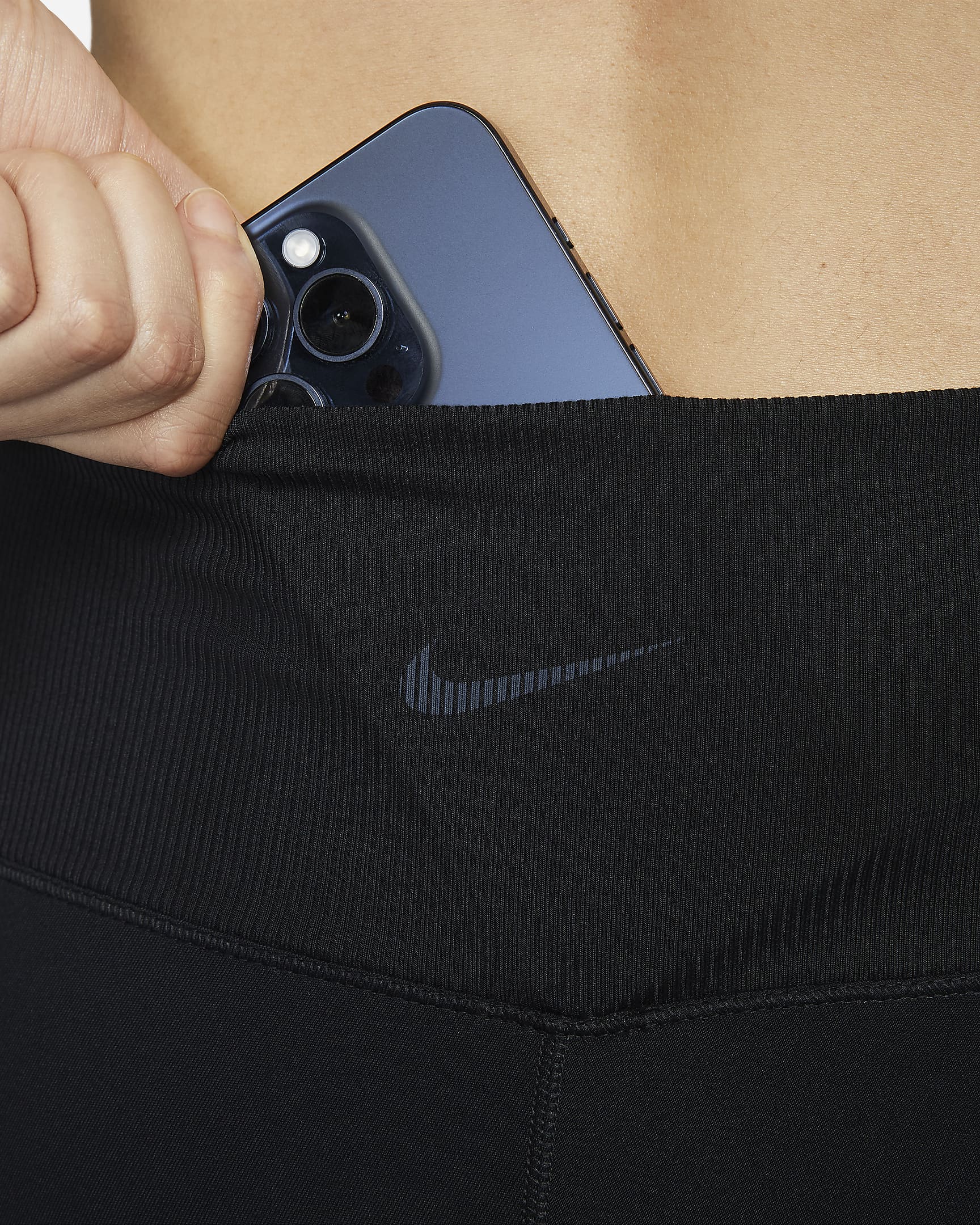 เลกกิ้งเอวสูง 7/8 ส่วนผู้หญิง Nike One Rib - ดำ/Cool Grey