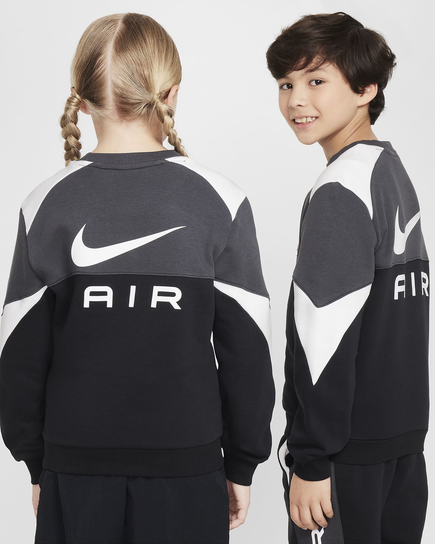 Sweatshirt de gola redonda Nike Air Júnior - Preto/Anthracite/Branco/Branco