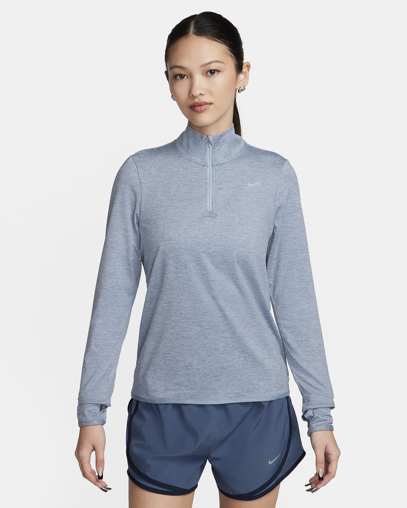 Nike Dri-FIT Swift Element UV Women's 1/4-Zip Running Top - Light Armory Blue/Ashen Slate/Heather