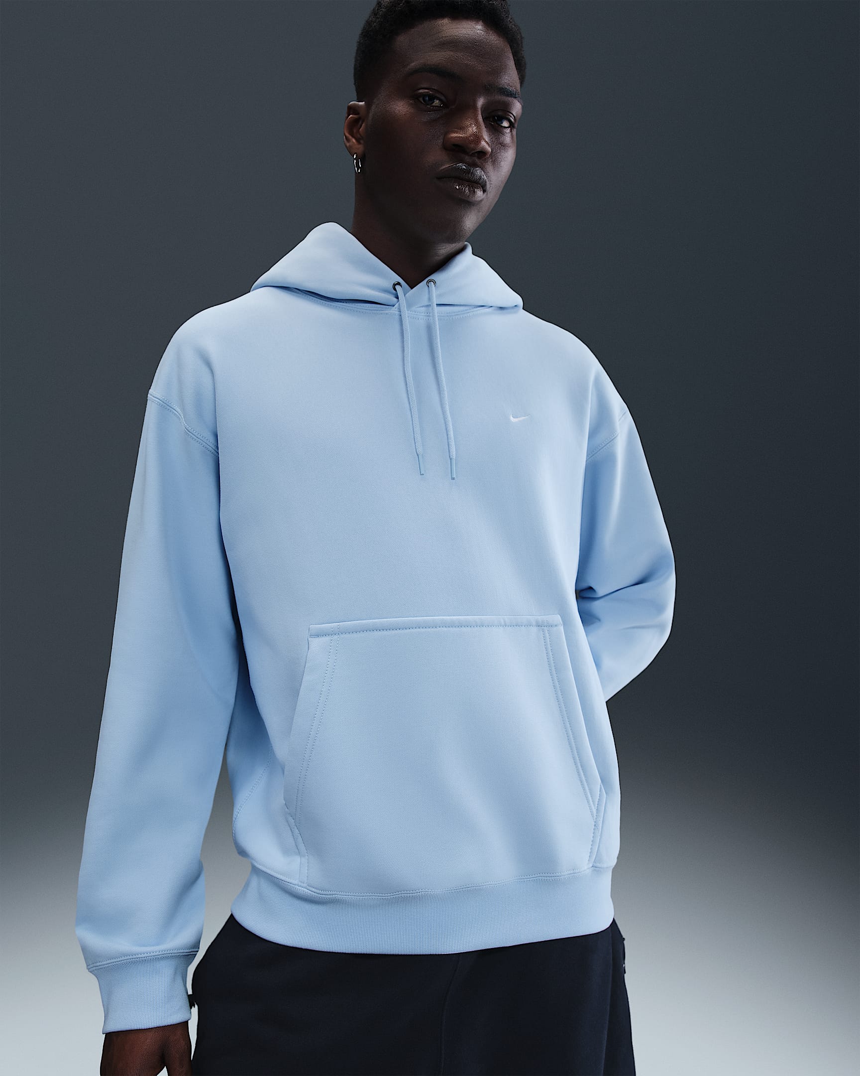 Nike Solo Swoosh Men's Pullover Hoodie - Celestine Blue/Celestine Blue/White
