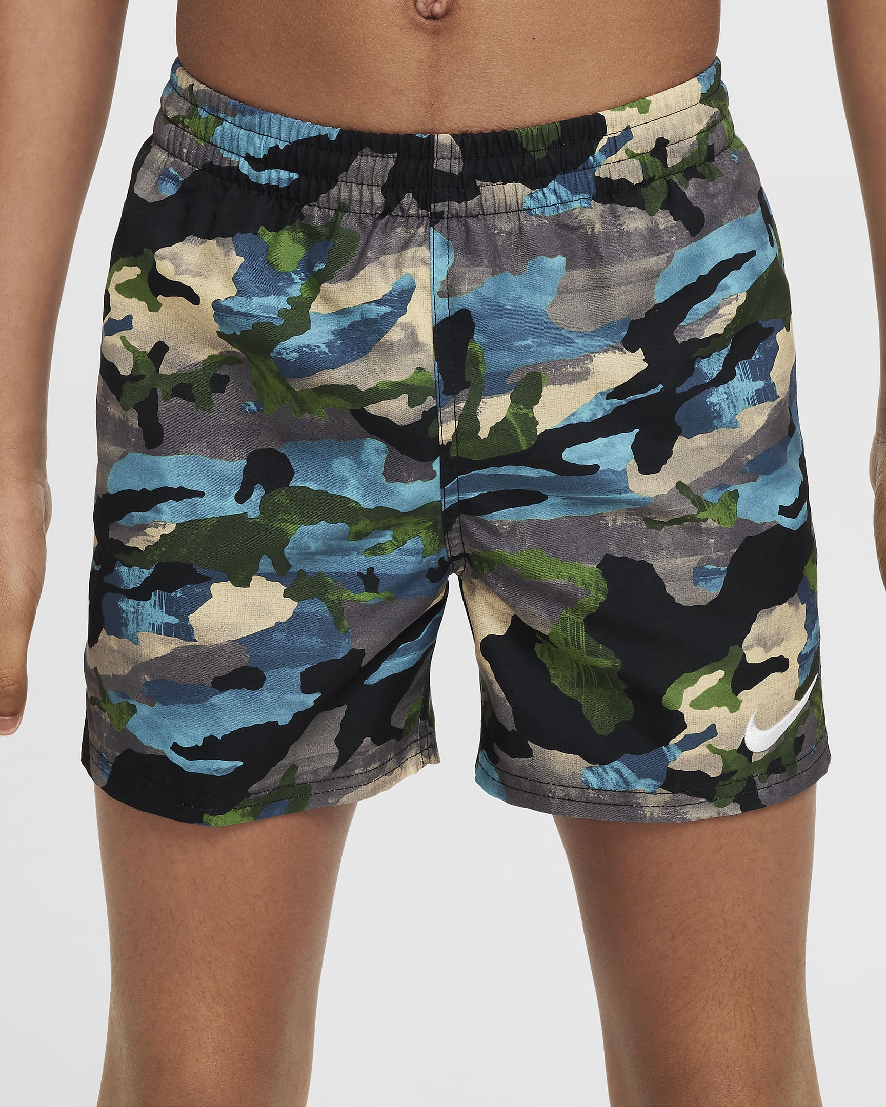 Nike Swim Classic Camo Older Kids' (Boys') 10cm (approx.) Volley Shorts - Black/Team Gold/Chlorophyll/White