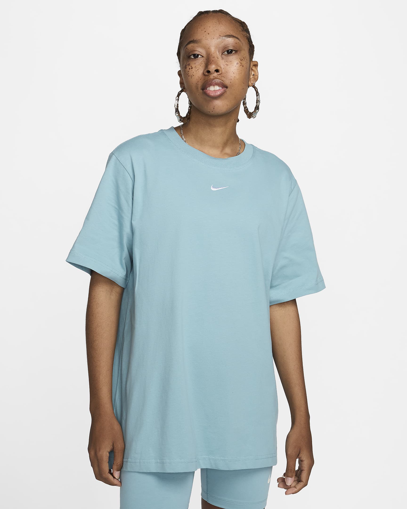 Nike Sportswear Essential Damen-T-Shirt - Denim Turquoise/Weiß