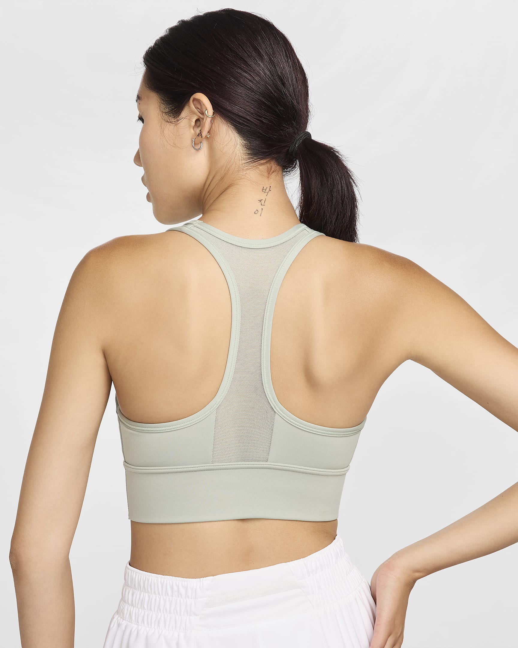 Nike Swoosh Medium Support Women's Padded Longline Sports Bra - Jade Horizon/Jade Horizon/White