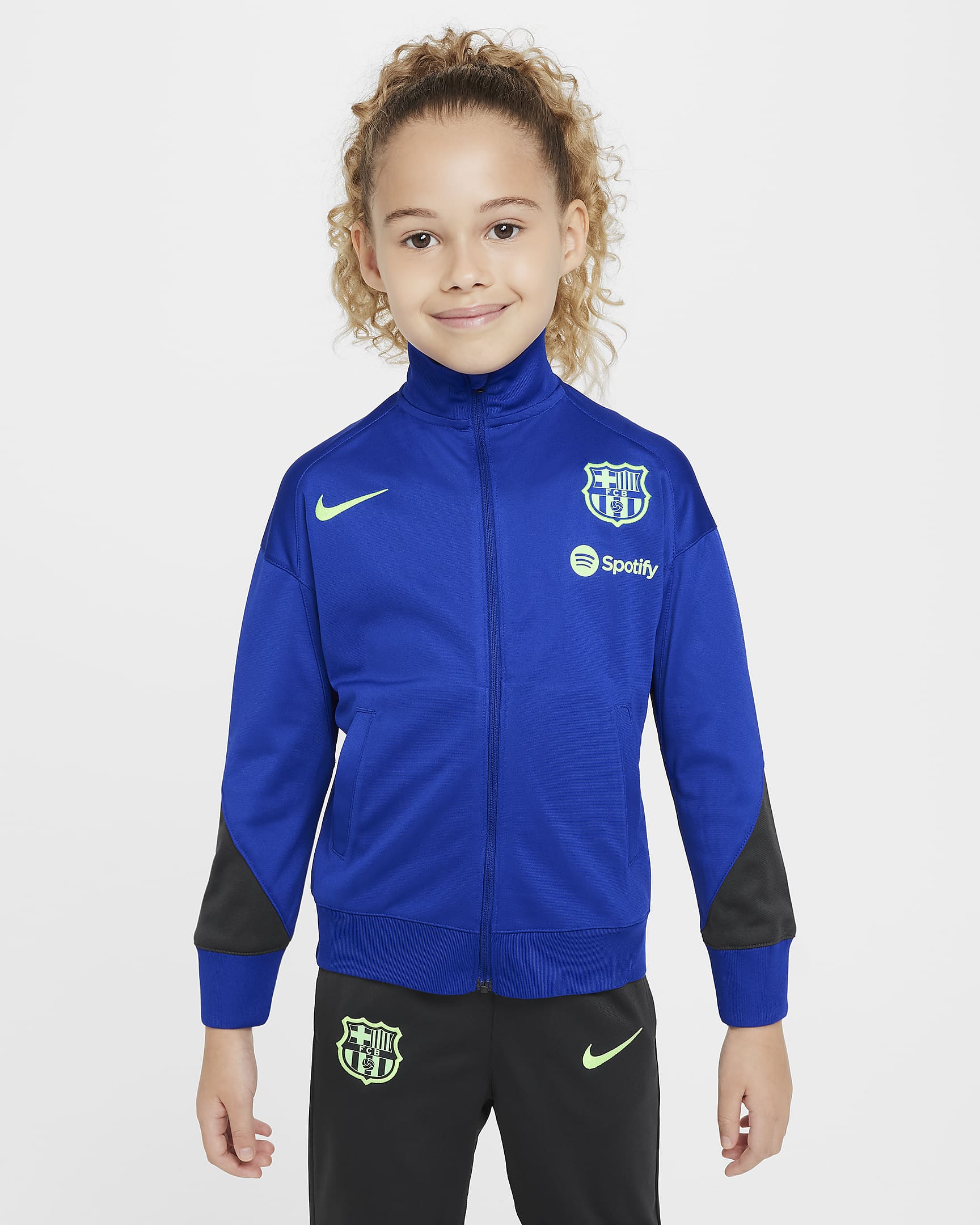 F.C. Barcelona Strike Third Younger Kids' Nike Dri-FIT Football Knit Tracksuit - Old Royal/Anthracite/Lime Blast/Lime Blast