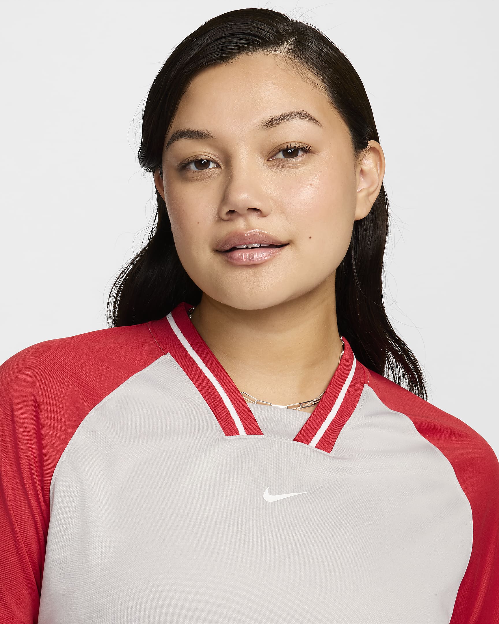 Nike Sportswear Women's Short-Sleeve Cropped Top - Light Iron Ore/Fire Red