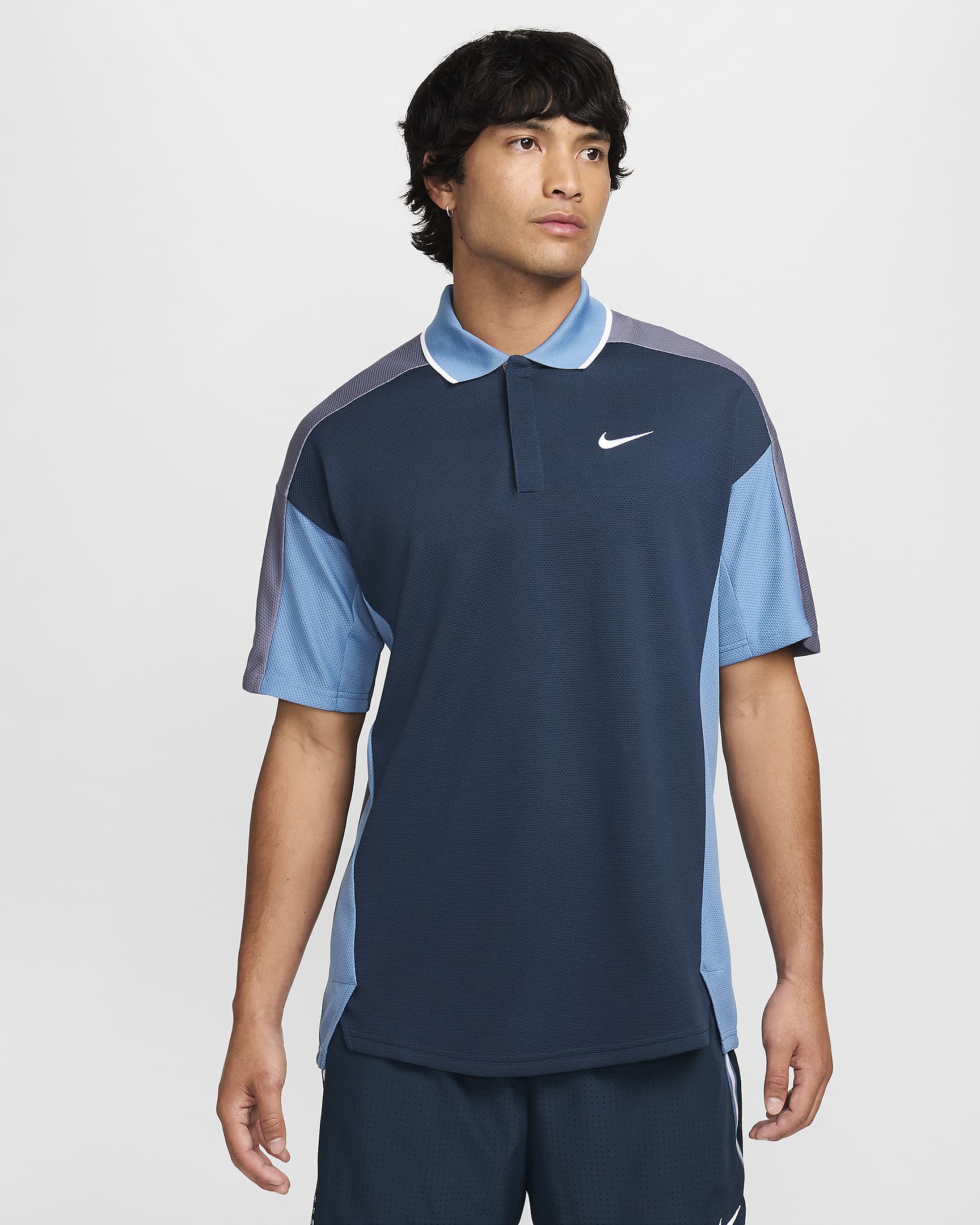 Nike Golf Club Dri-FIT galléros férfi golfpóló - Armory Navy/Light Carbon/Aegean Storm/Fehér