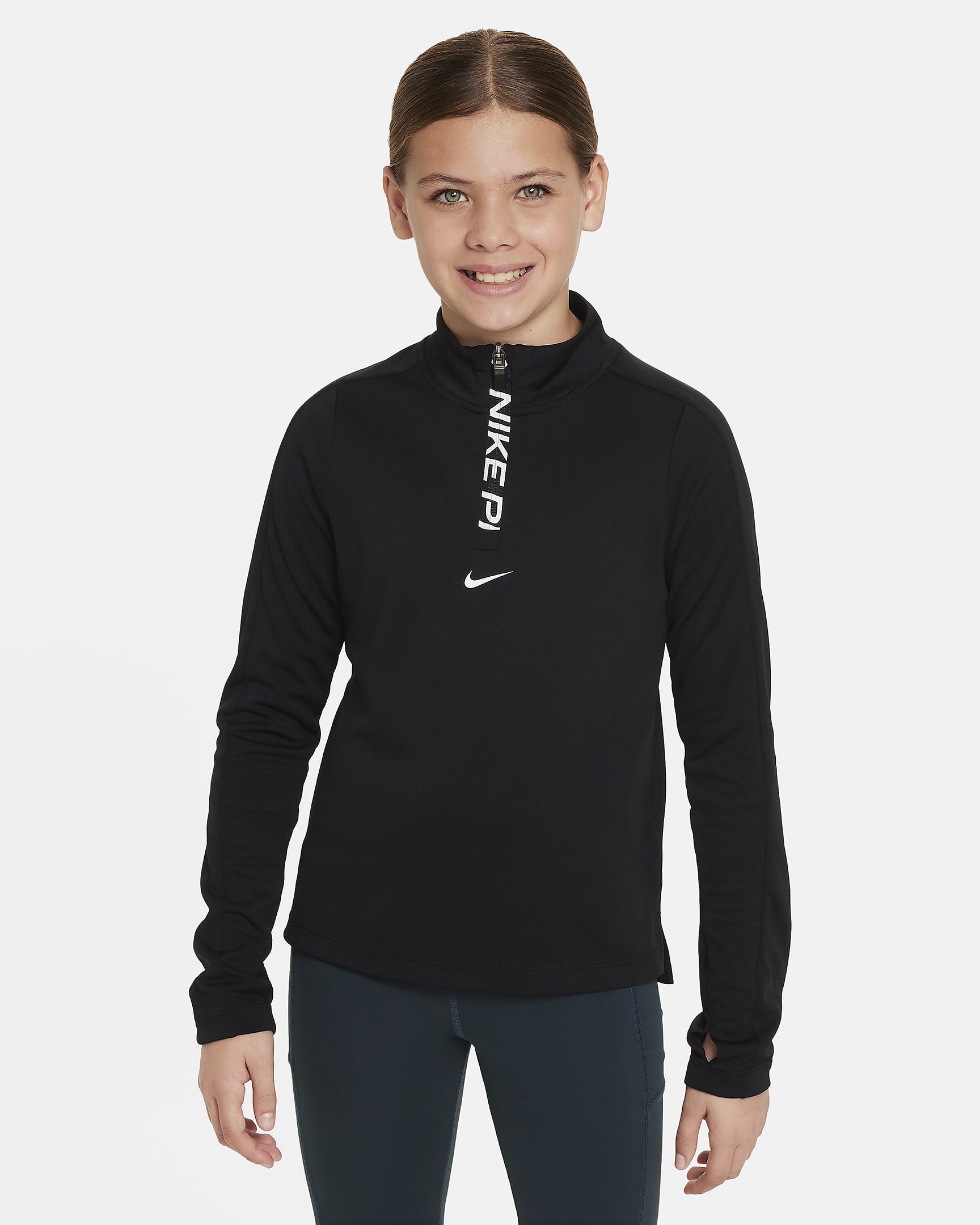 Nike Pro Girls' Dri-FIT Long-Sleeve 1/2-Zip Top. Nike UK