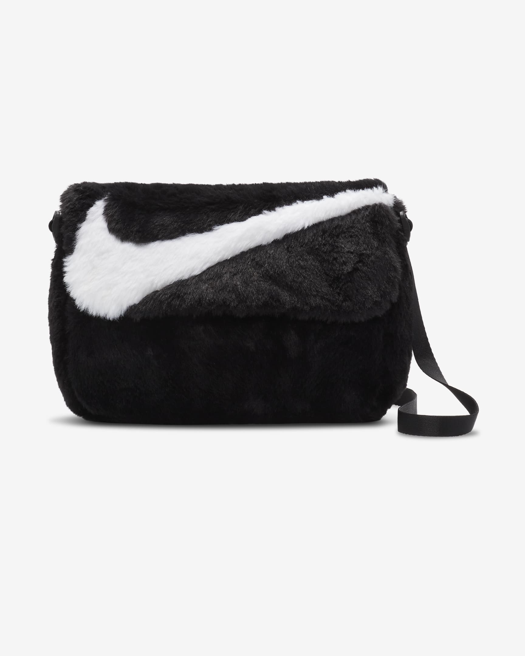 Nike Sportswear Futura 365 Faux Fur Cross-Body Bag (1L) - Black/Black/White