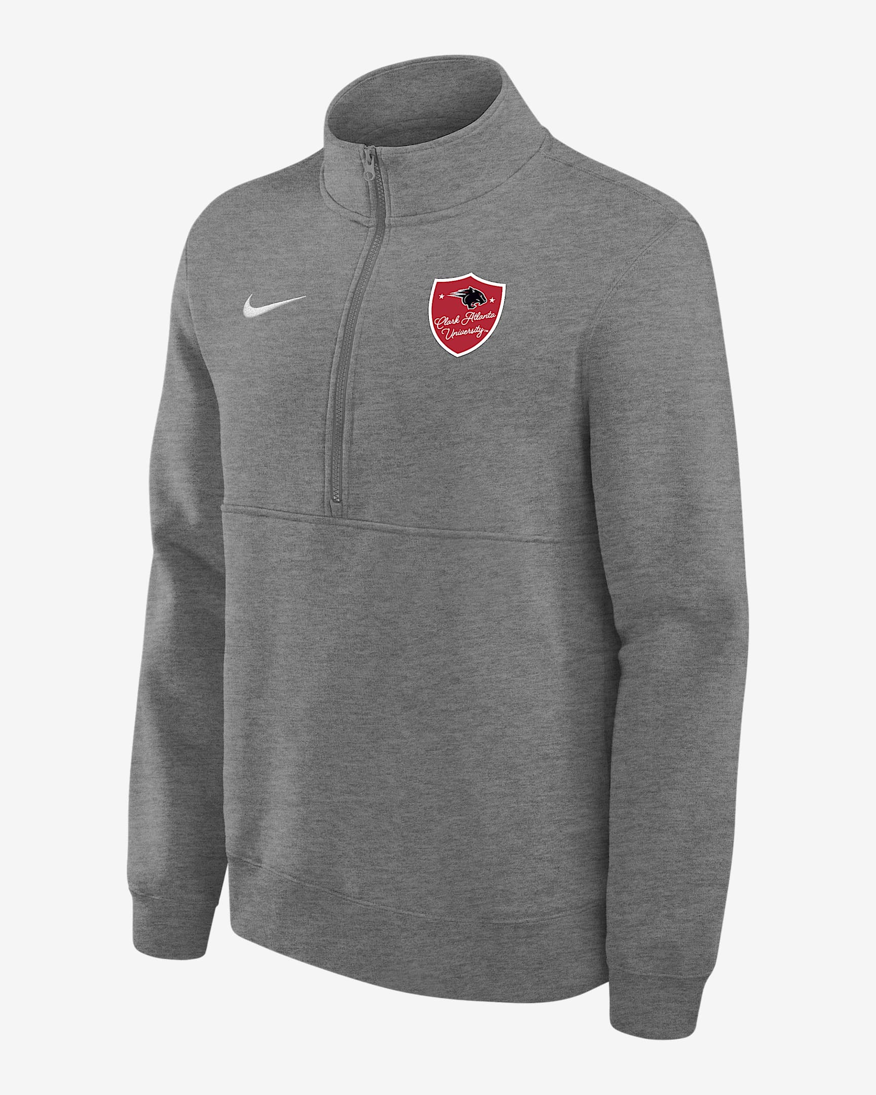 Playera de cierre de 1/4 para hombre Nike College Club Fleece (Clark Atlanta University) - Gris oscuro jaspeado