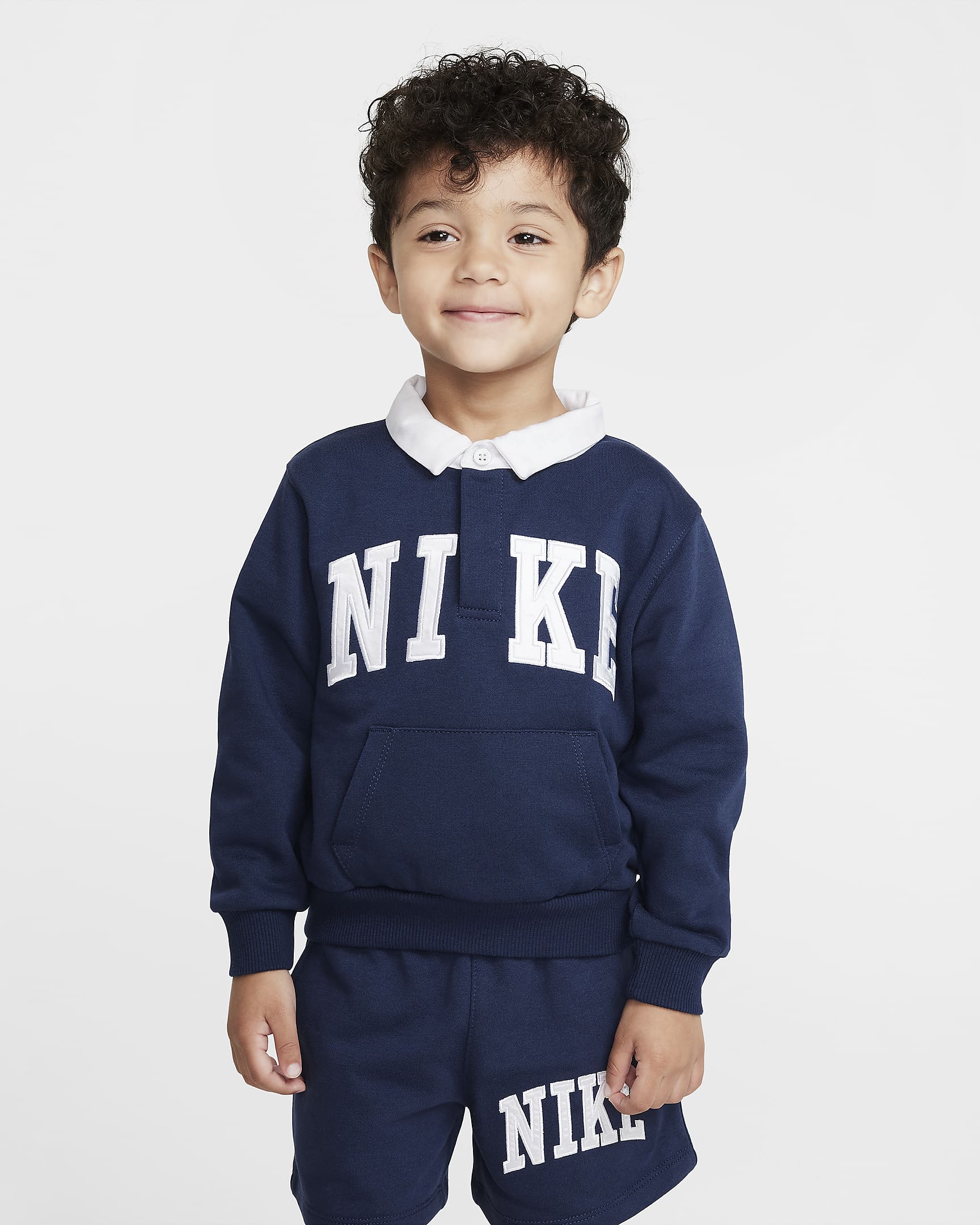 Nike Sportswear Club Toddler French Terry Long Sleeve Polo - Midnight Navy