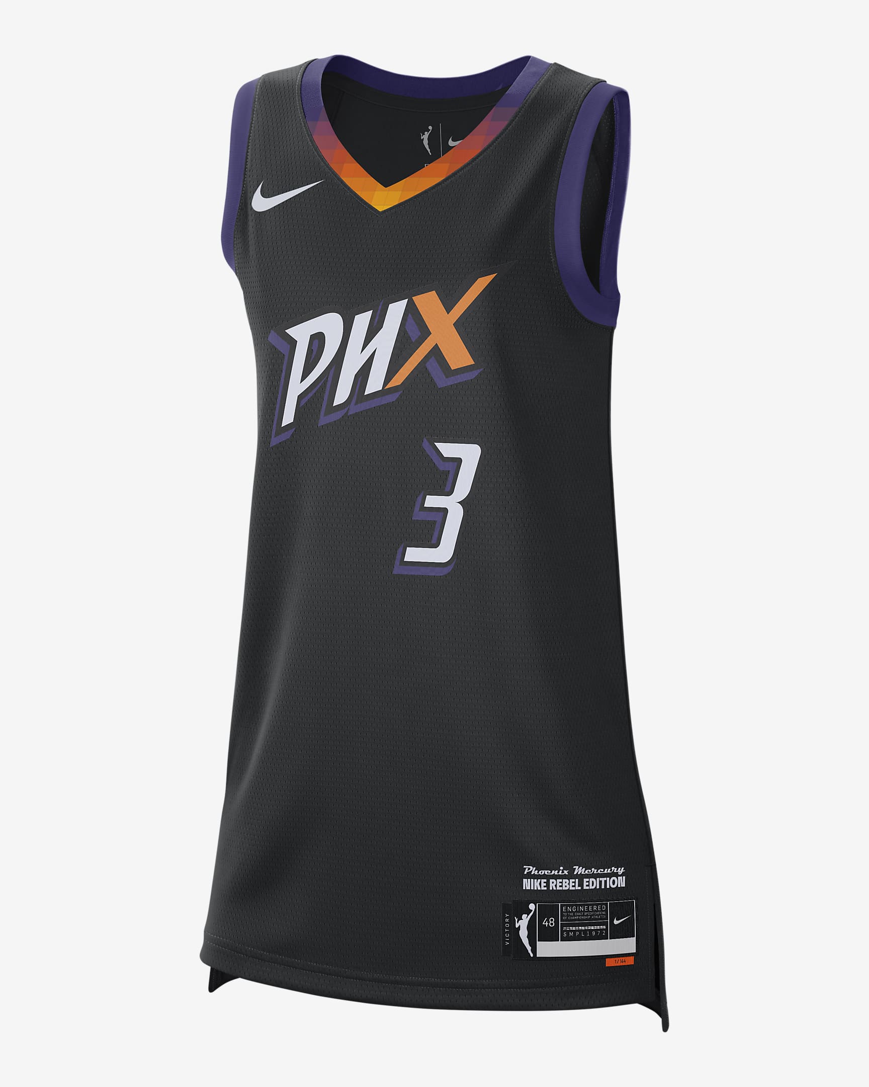 Jersey Nike Dri-FIT de la WNBA Victory Diana Taurasi Phoenix Mercury 2042 Rebel Edition - Negro/Blanco