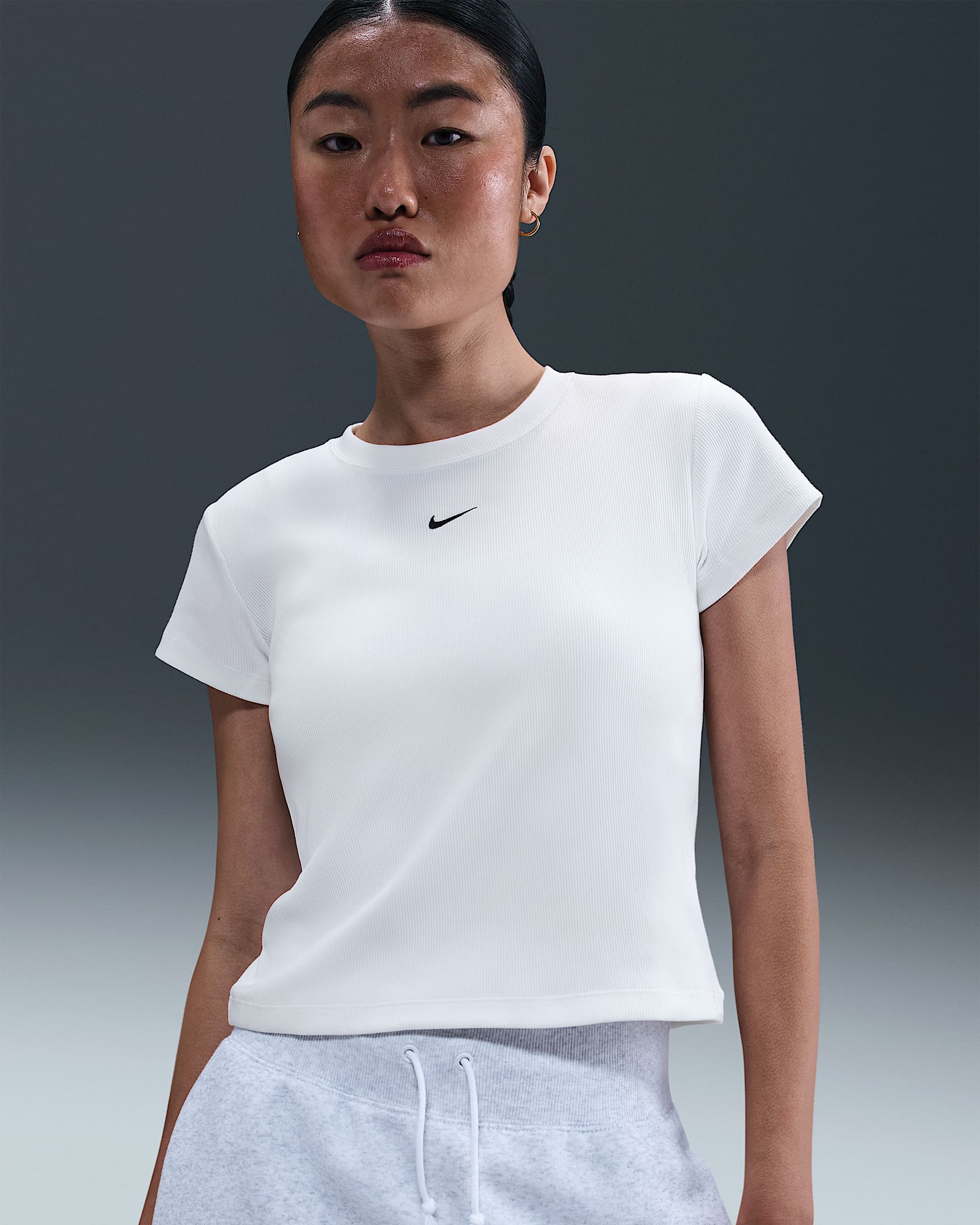 Nike Sportswear Women's Tight Ribbed Short-Sleeve T-Shirt - White