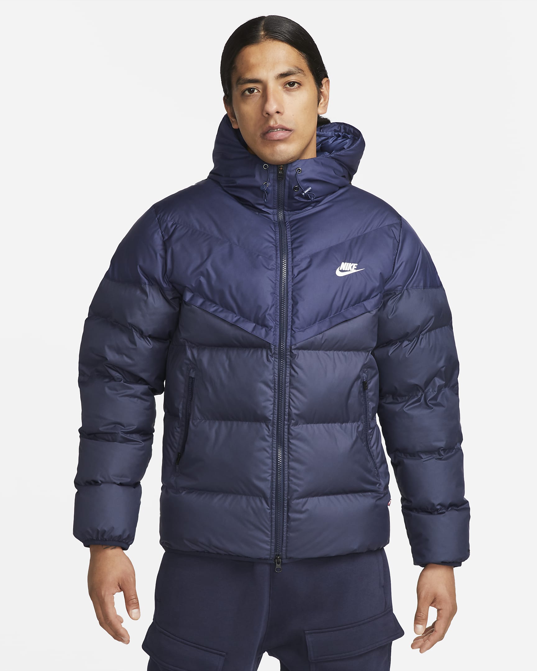 Pufferjacka med huva Nike Windrunner PrimaLoft® Storm-FIT för män - Midnight Navy/Obsidian/Sail