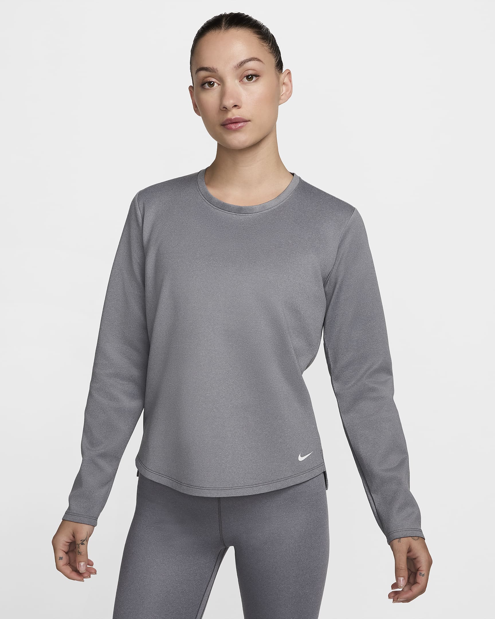 Prenda para la parte superior de manga larga para mujer Nike Therma-FIT One - Gris humo/Jaspeado/Blanco