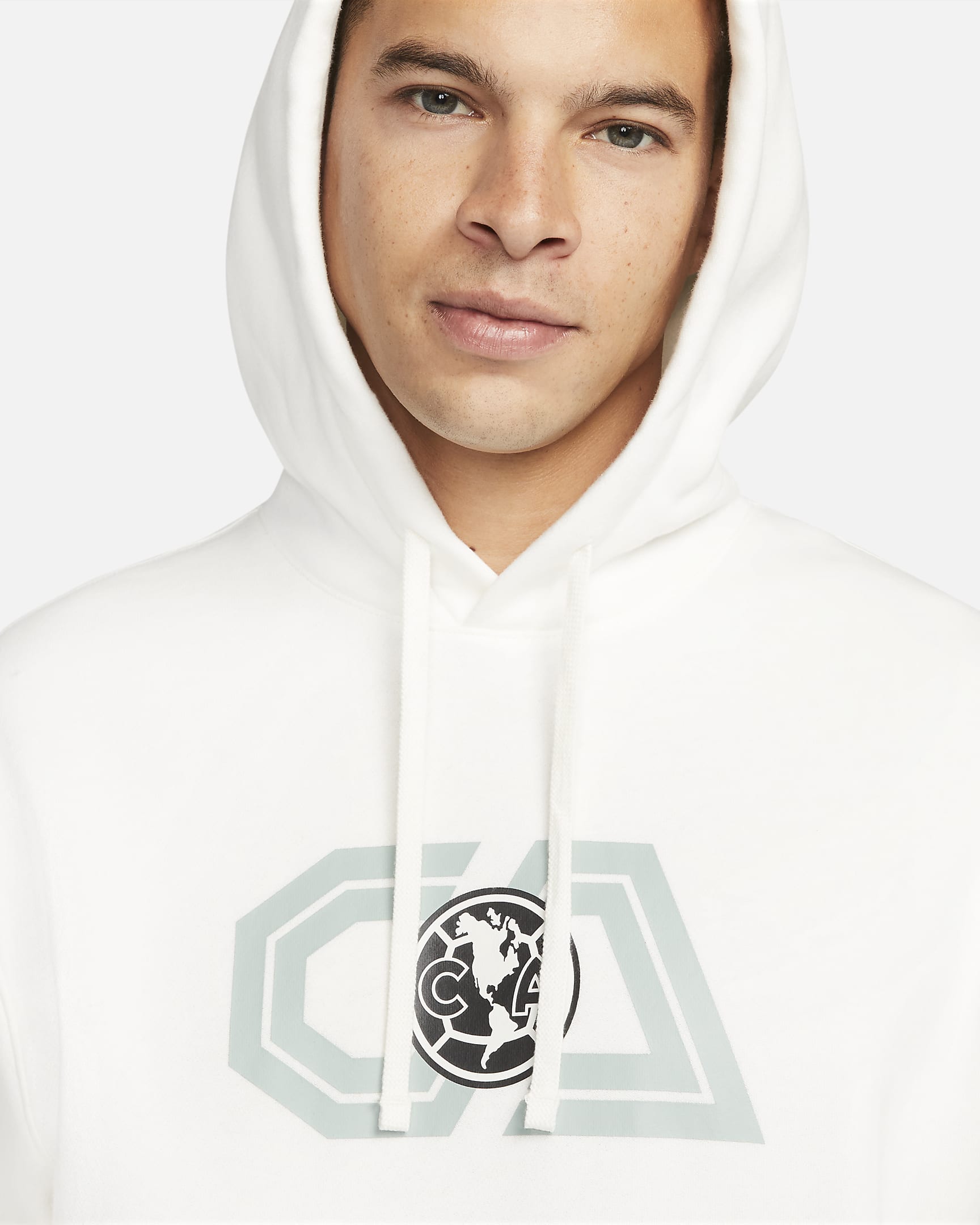 Club America Club Men's Nike Soccer Pullover Hoodie - Sail/Black