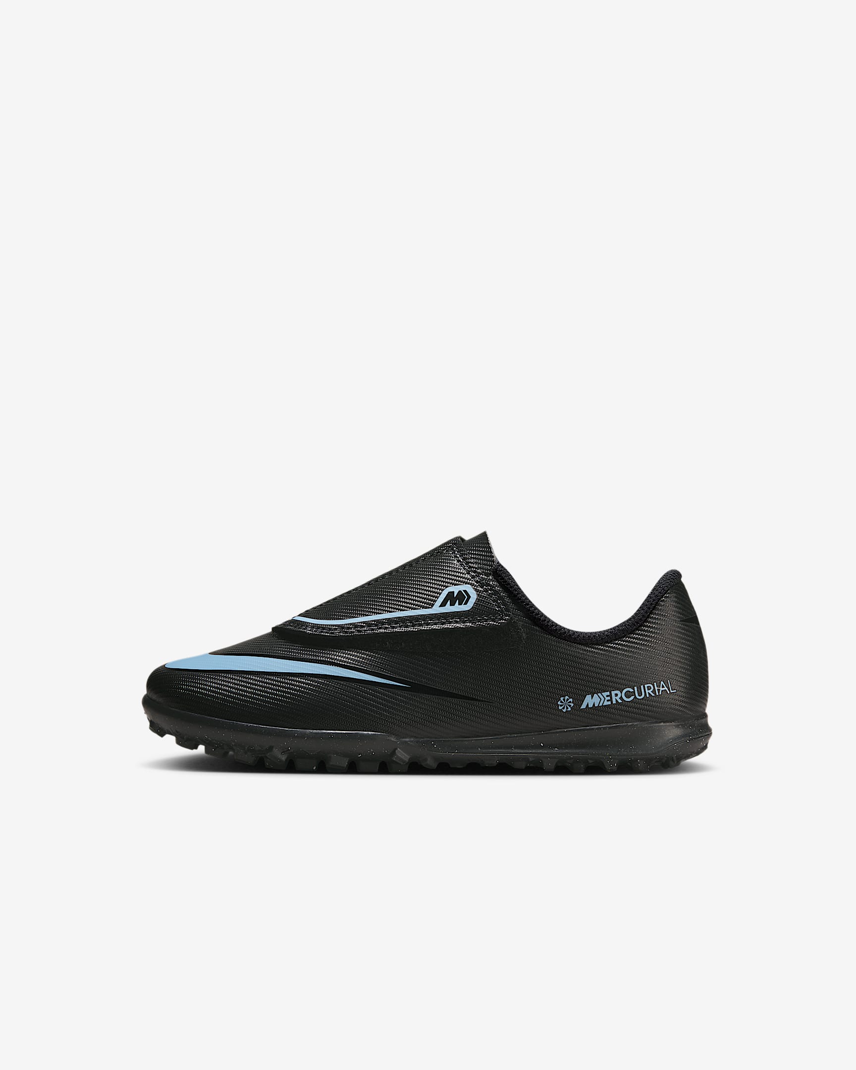 Nike Jr. Mercurial Vapor 16 Club Younger Kids' Turf Low-Top Football Shoes - Black/Ice Blue