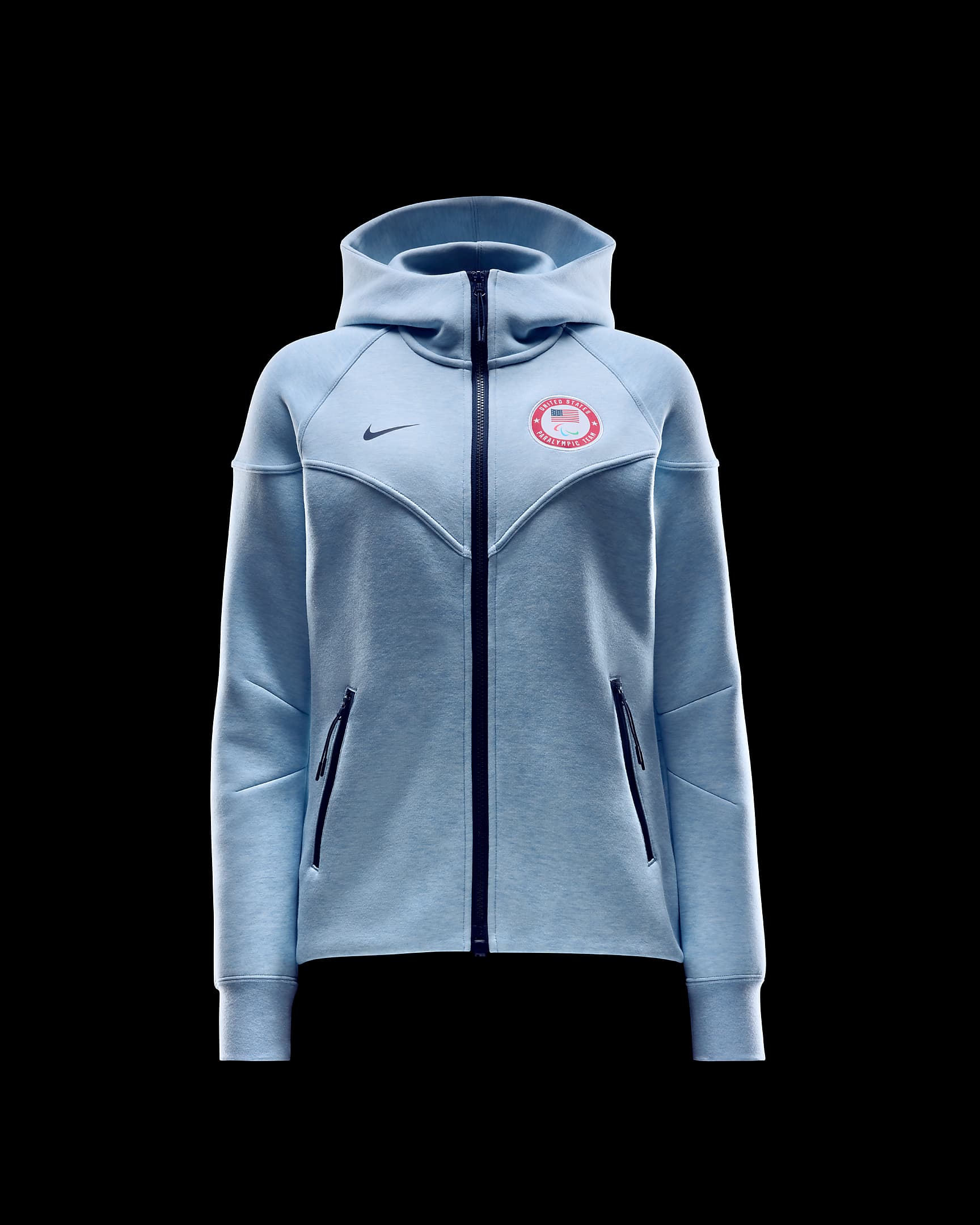 Huvtröja Team USA Tech Fleece Windrunner Nike med hel dragkedja för kvinnor - Celestine Blue/Heather/Obsidian/Old Royal