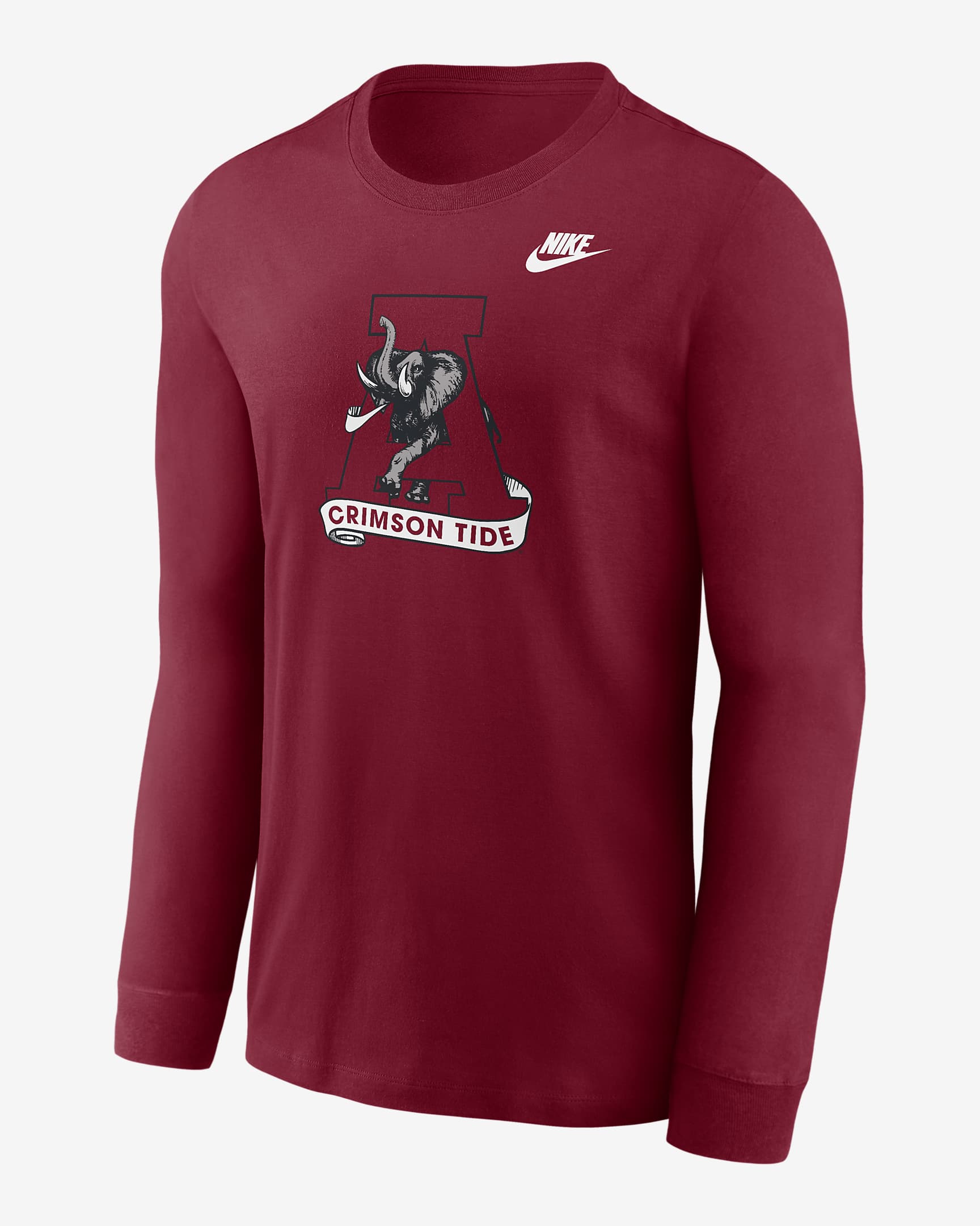 Alabama Crimson Tide Legacy Primary Logo Men's Nike College Long-Sleeve T-Shirt - Team Crimson