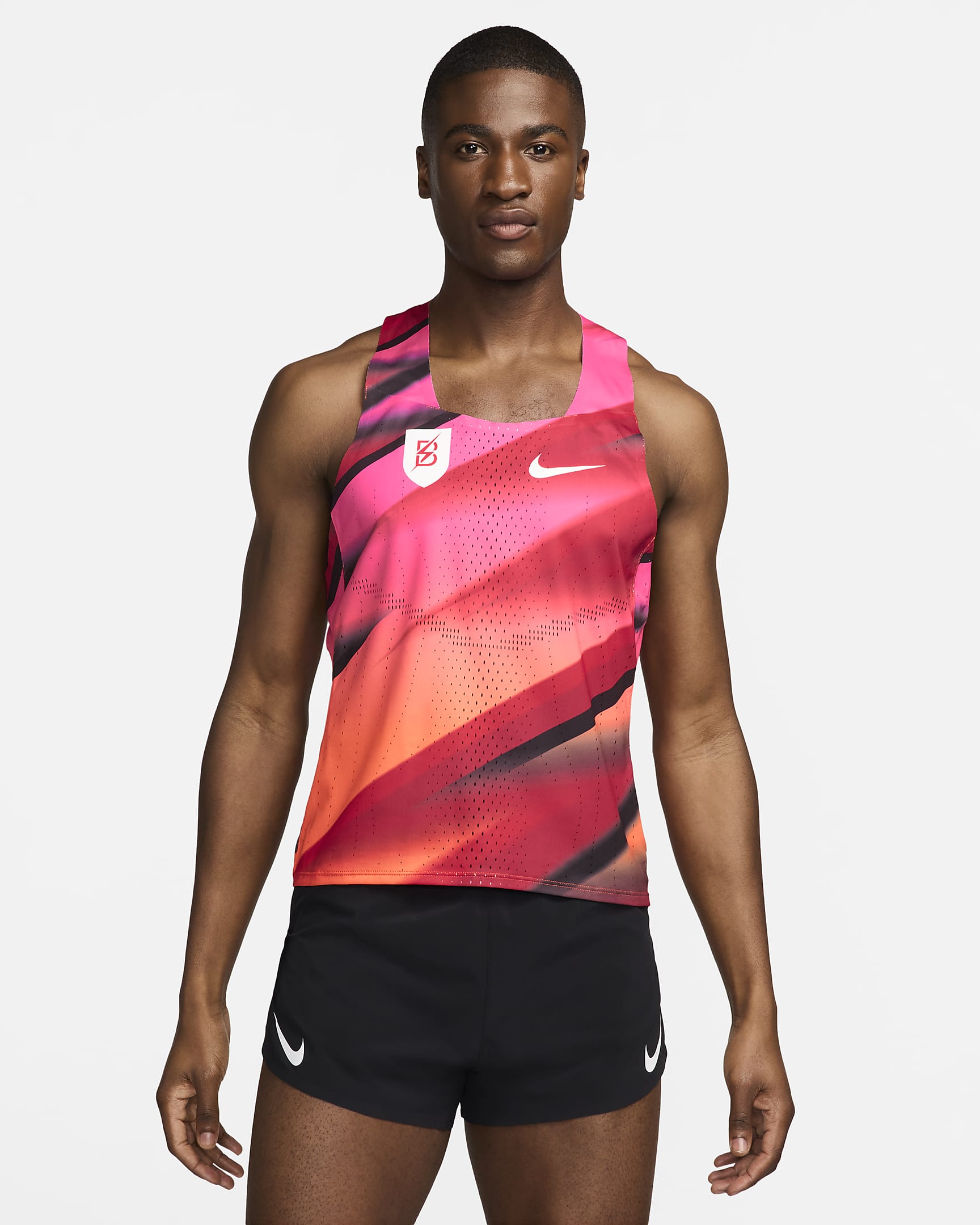 Nike AeroSwift Bowerman Track Club hardloopsinglet voor heren - Sport Red/Safety Orange/Wit