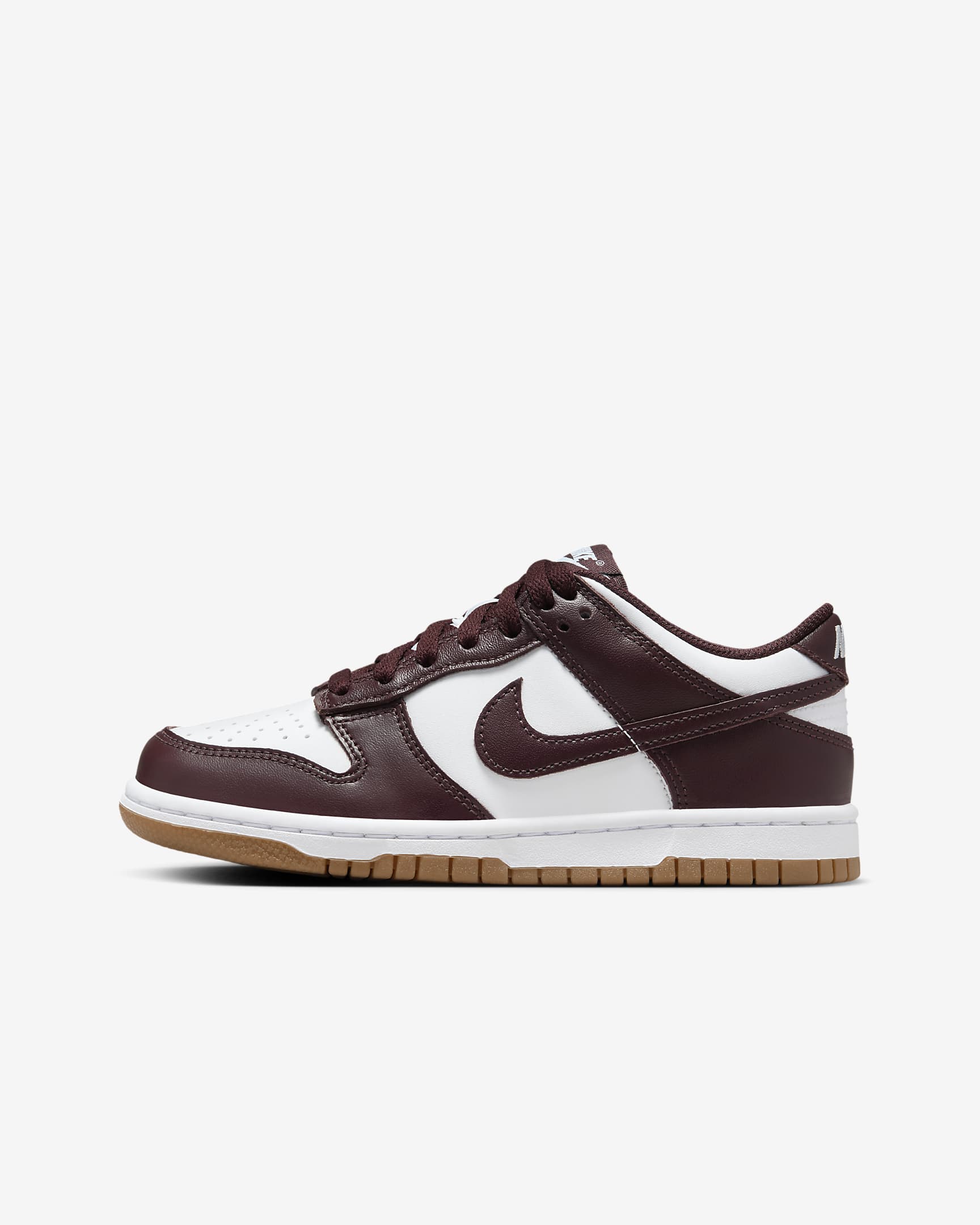 Nike Dunk Low Big Kids' Shoes - White/Gum Light Brown/Burgundy Crush