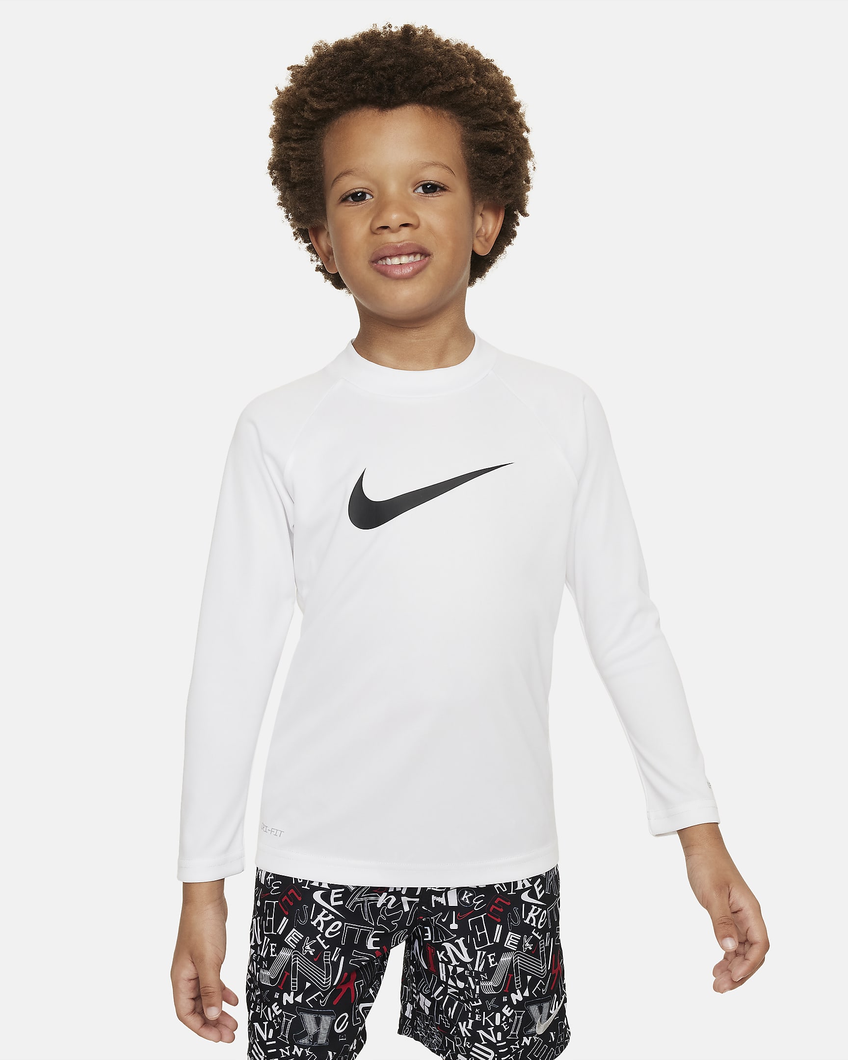 Playera de manga larga Hydroguard para niño talla pequeña Nike Swim - Blanco