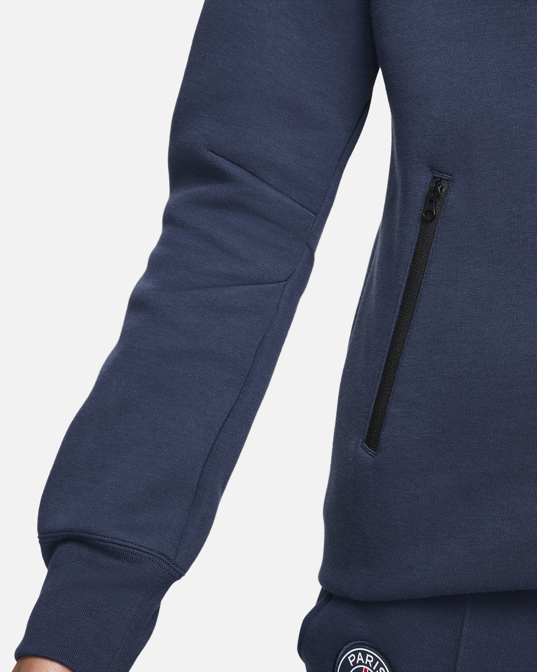 Paris Saint-Germain Tech Fleece Windrunner Tam Boy Fermuarlı Nike Football Kadın Kapüşonlu Üstü - Midnight Navy/Beyaz