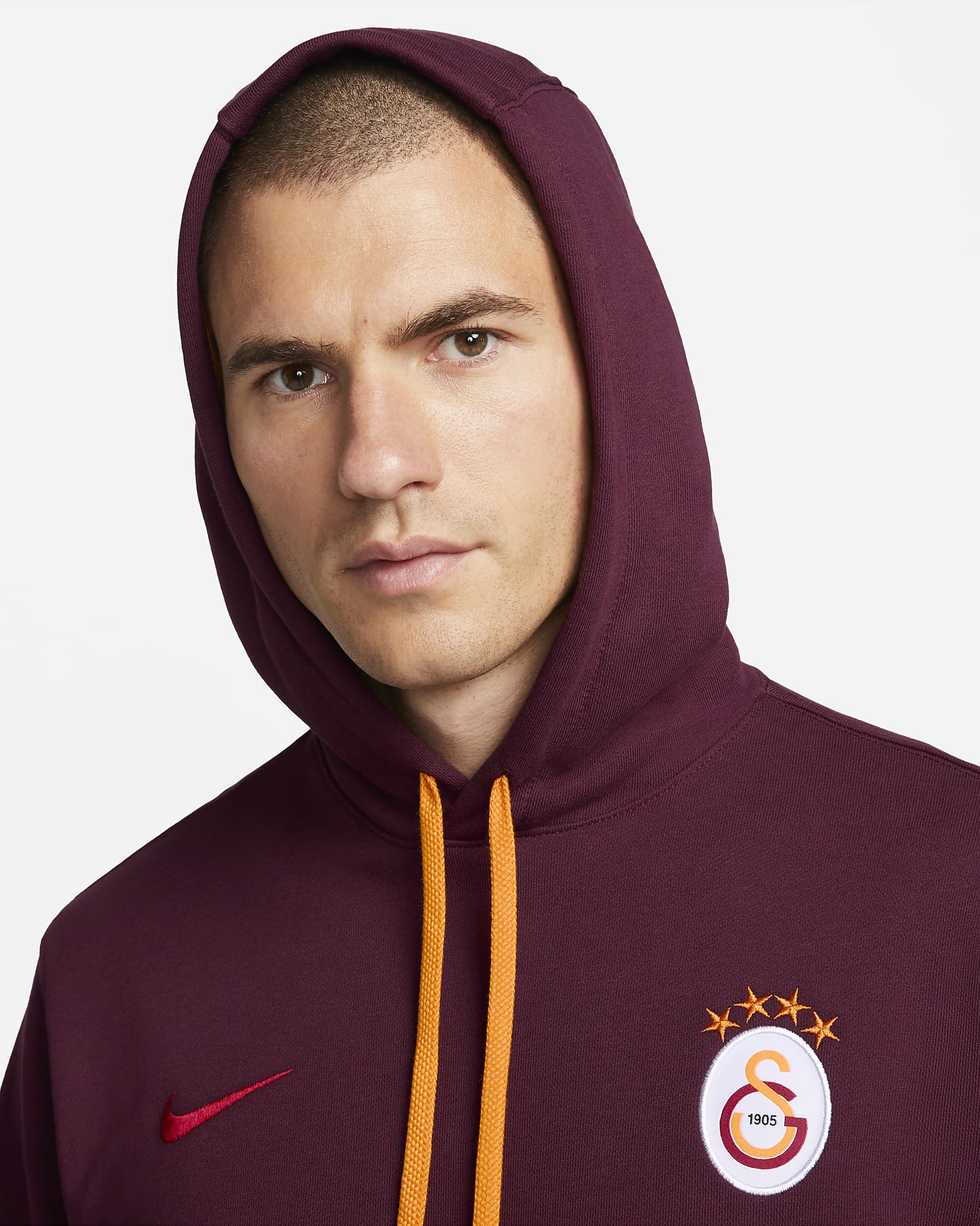 Galatasaray Club Fleece Men's Pullover Hoodie - Night Maroon/University Red