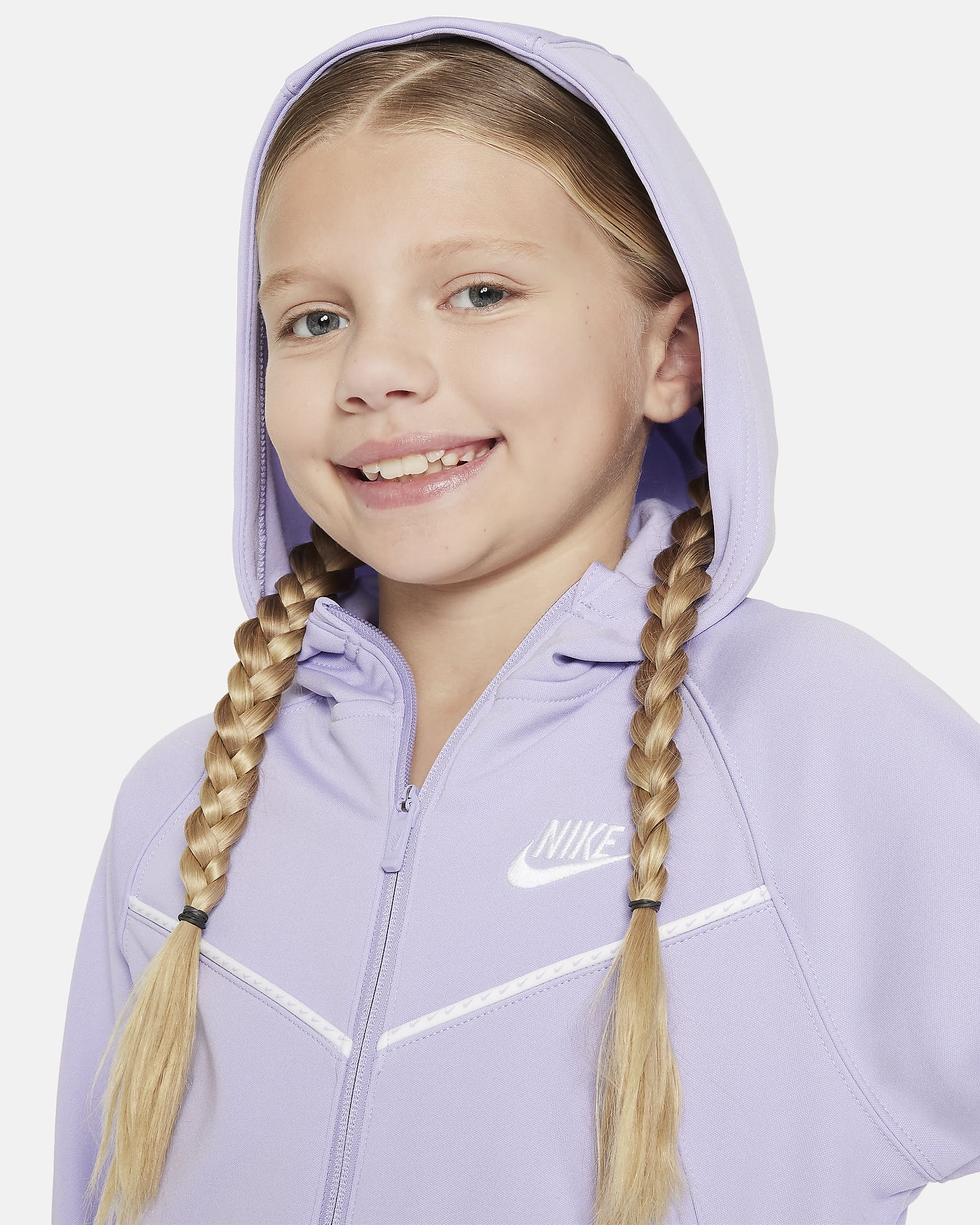 Nike Sportswear-tracksuit til større børn (piger) - Hydrangeas/Hydrangeas/hvid/hvid