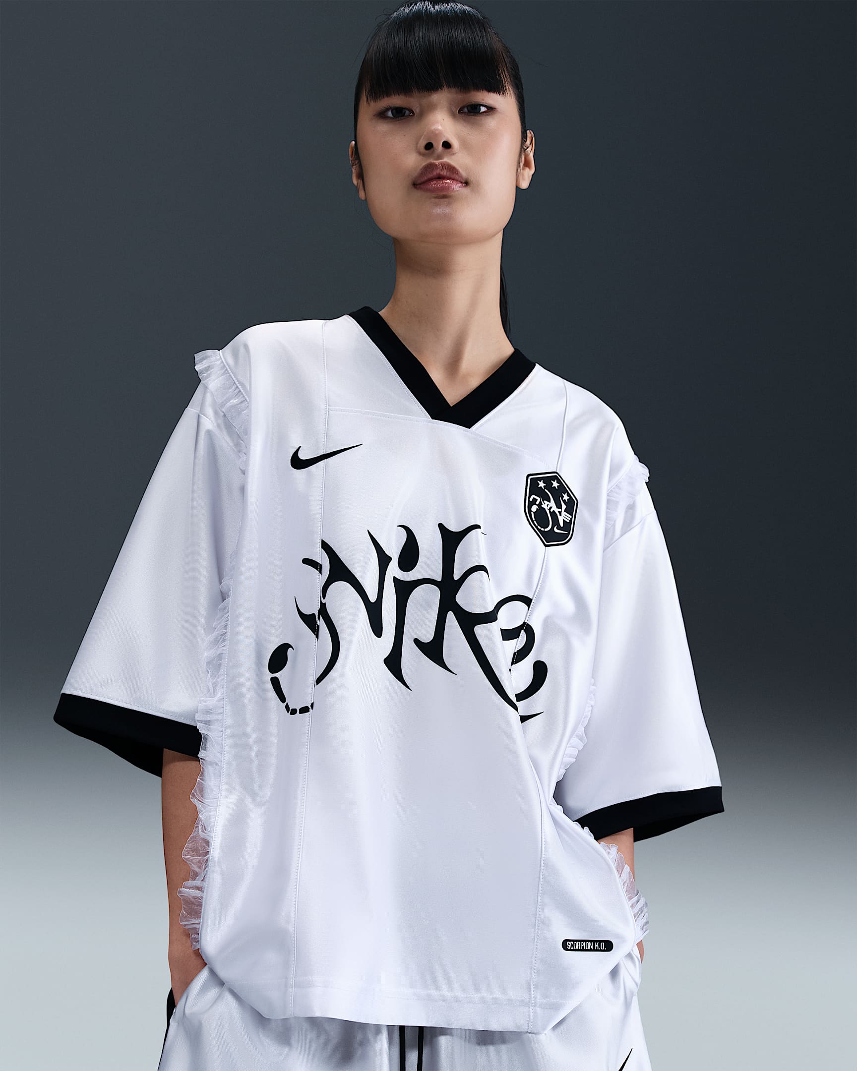 Nike Sportswear Women's Short-Sleeve Graphic Jersey Top - Metallic Silver