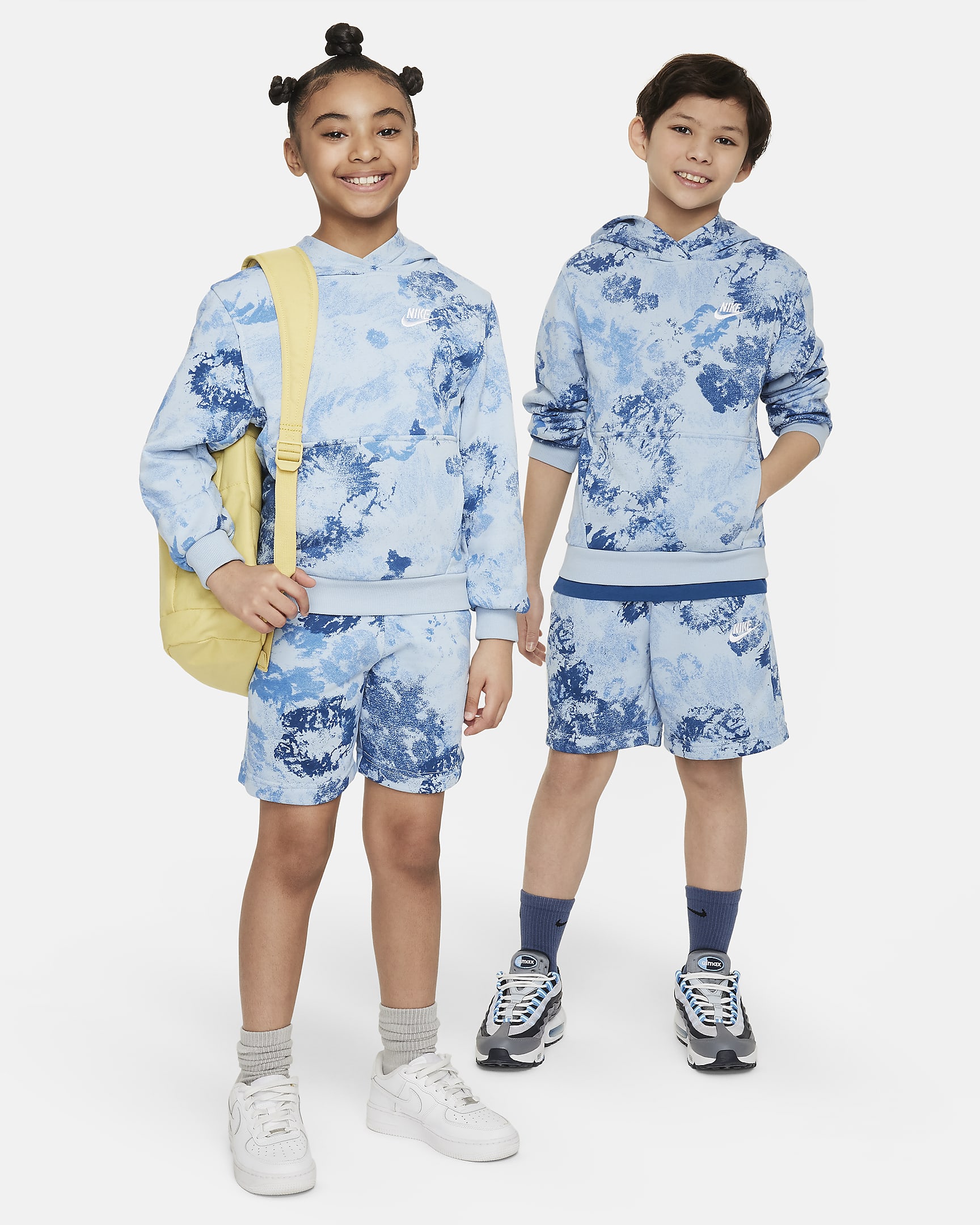 Felpa pullover con cappuccio Nike Sportswear Club Fleece – Ragazzi - Light Armory Blue/Bianco