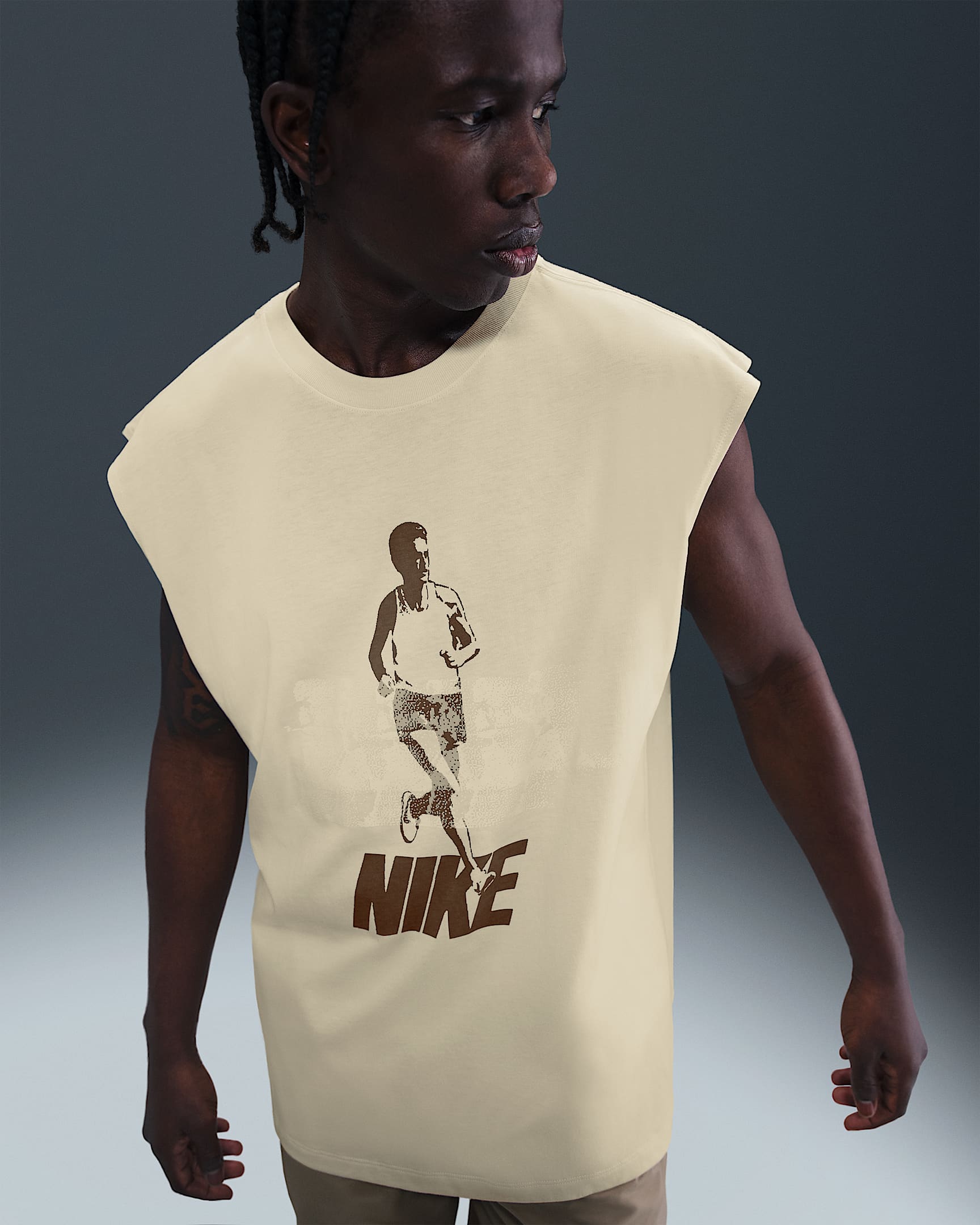 Nike Men's Sleeveless Running T-Shirt - Coconut Milk