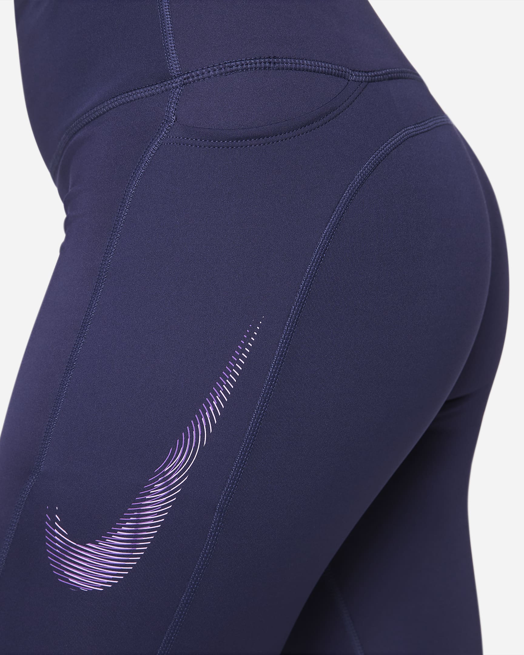 Nike Fast Women's Mid-Rise 7/8 Graphic Leggings with Pockets - Purple Ink/Disco Purple