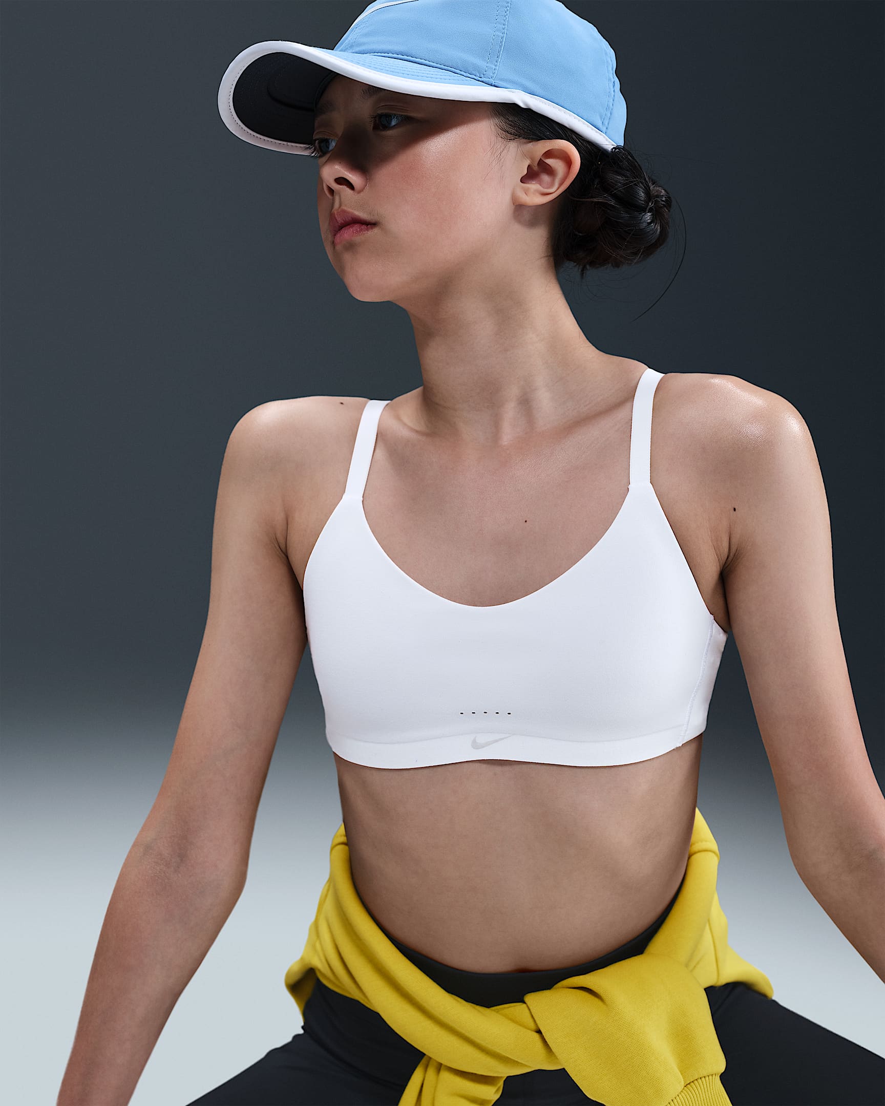Nike Alate Sport-BH für junge Athlet:innen - Weiß/Light Smoke Grey