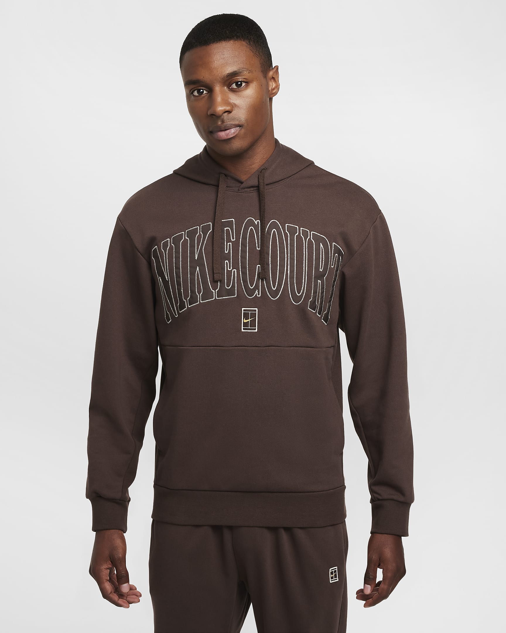 Sweat à capuche de tennis Dri-FIT en tissu Fleece NikeCourt Heritage pour homme - Baroque Brown/Velvet Brown